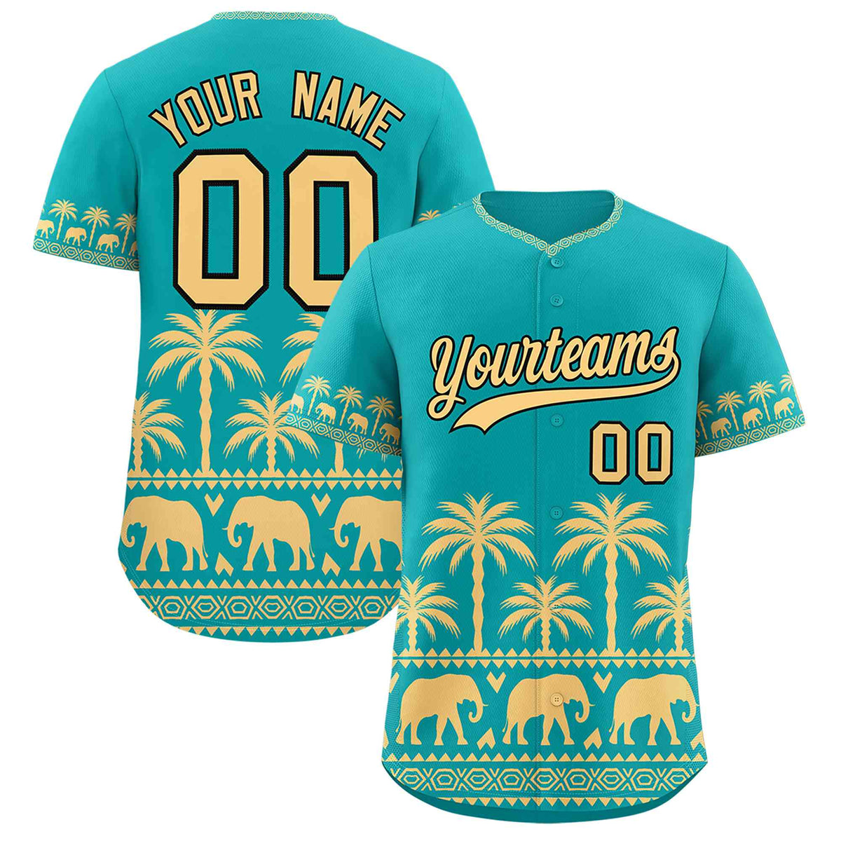 Custom Aqua Khaki Graffiti Pattern Personalized Bossinia Style Authentic Baseball Jersey