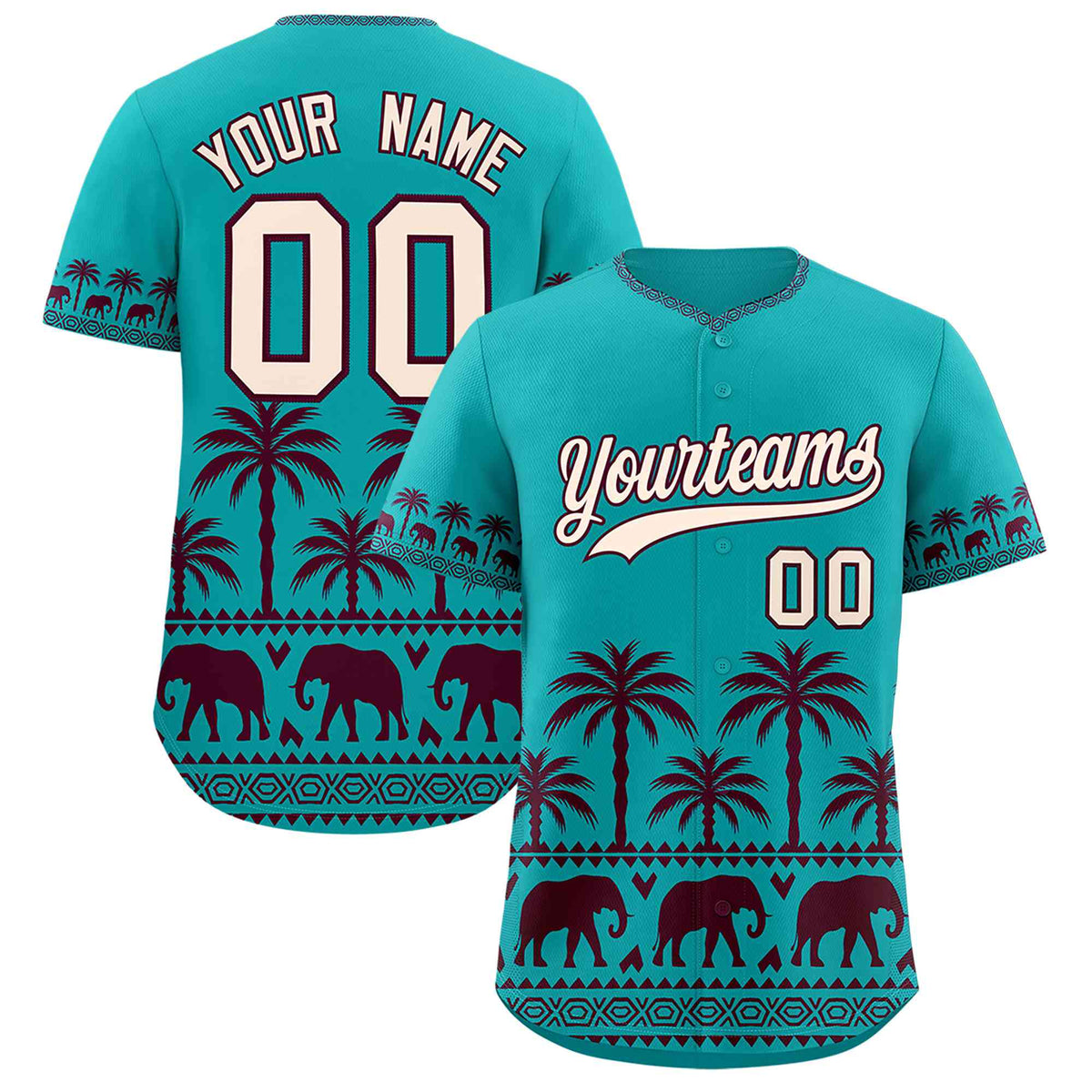 Custom Aqua Red Graffiti Pattern Personalized Bossinia Style Authentic Baseball Jersey