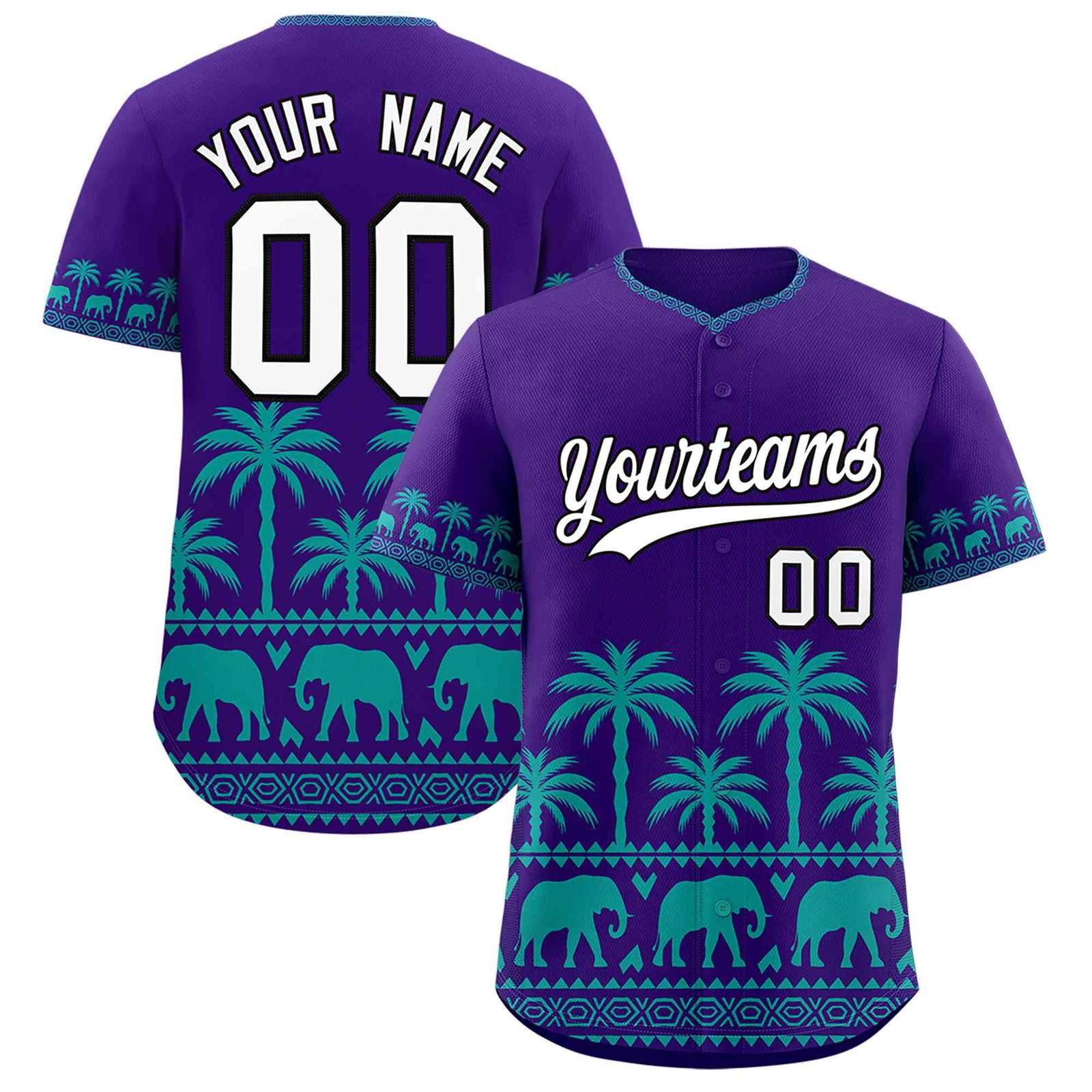 Custom Purple Aqua Graffiti Pattern Personalized Bossinia Style Authentic Baseball Jersey