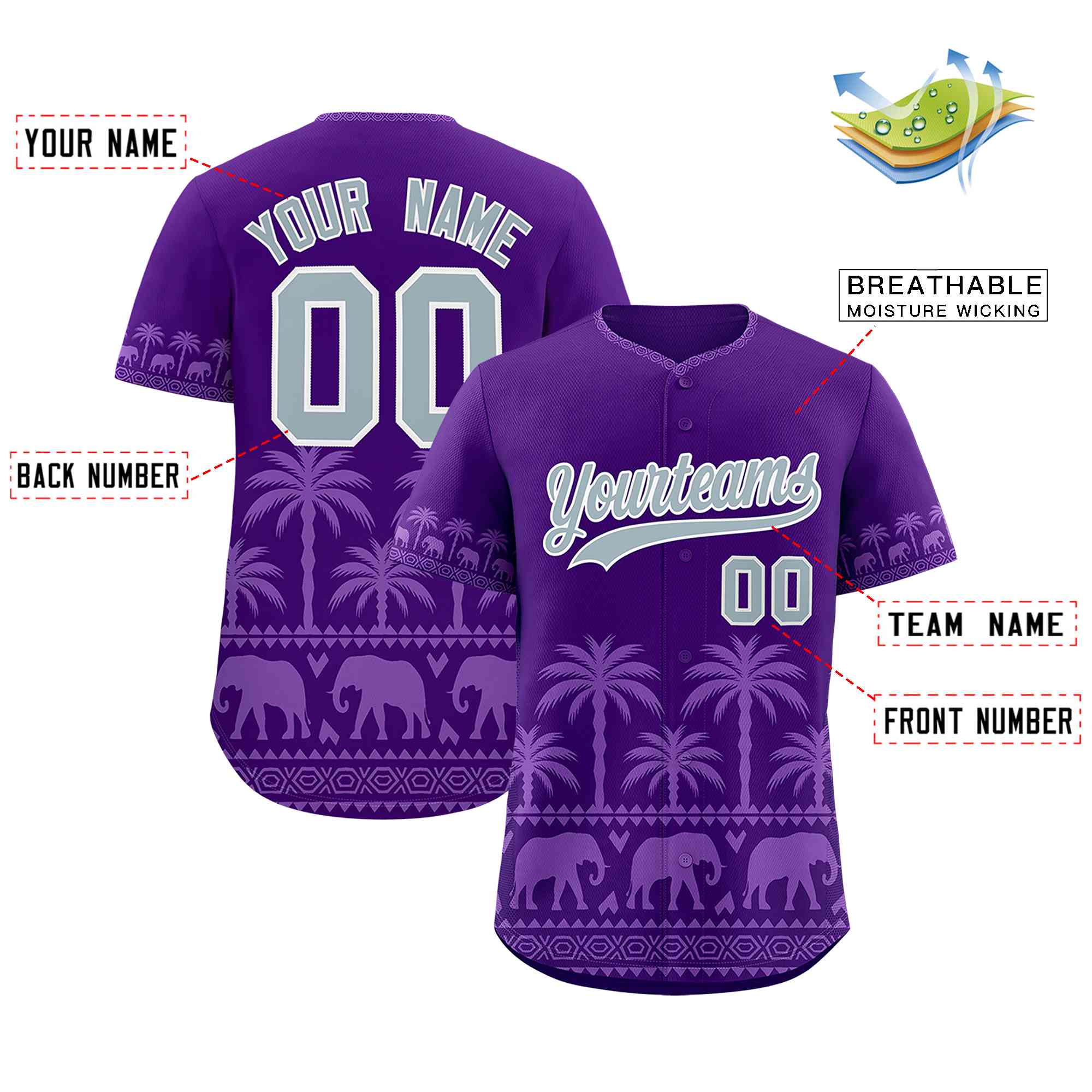 Custom Purple Light Purple Graffiti Pattern Personalized Bossinia Style Authentic Baseball Jersey