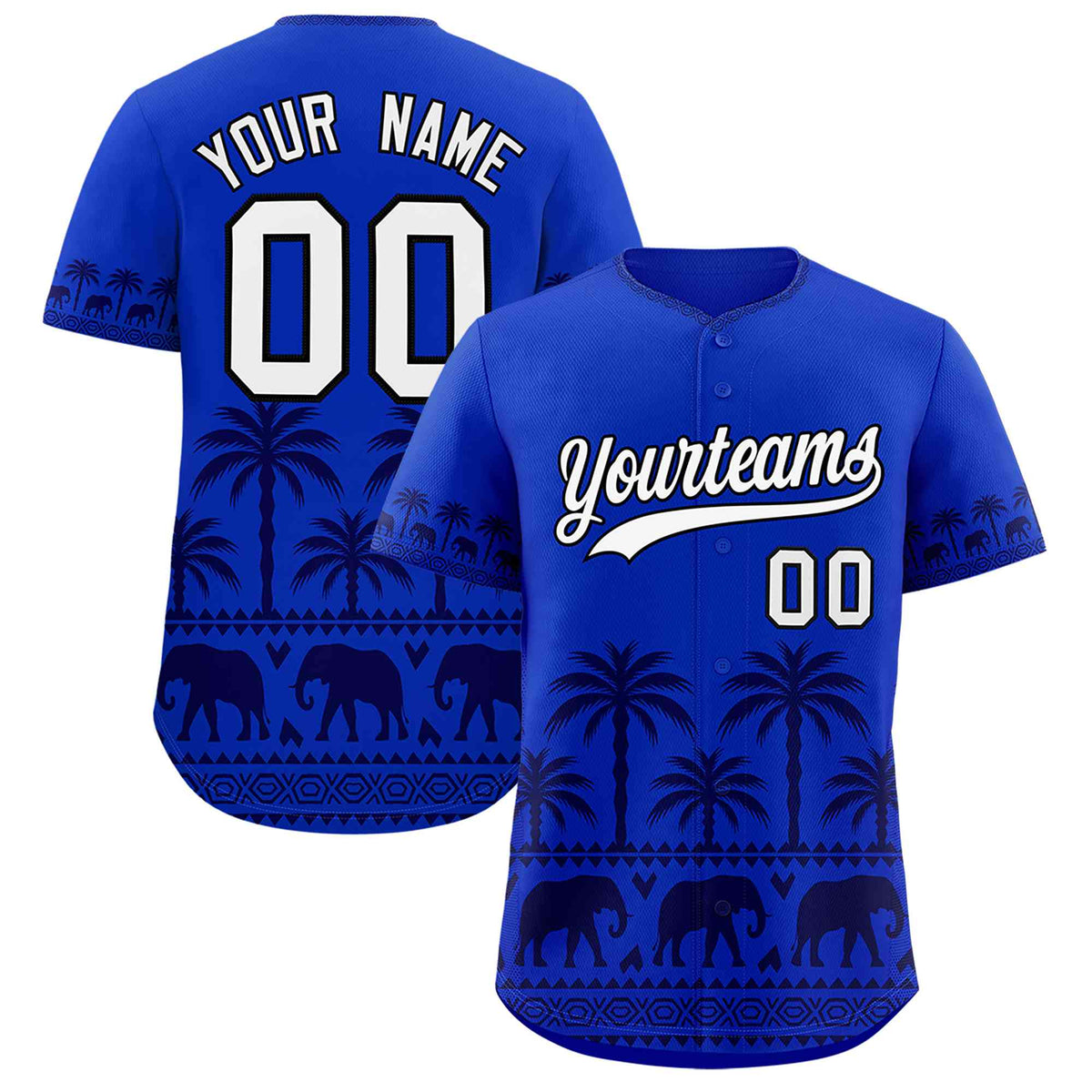 Custom Royal Navy Graffiti Pattern Personalized Bossinia Style Authentic Baseball Jersey
