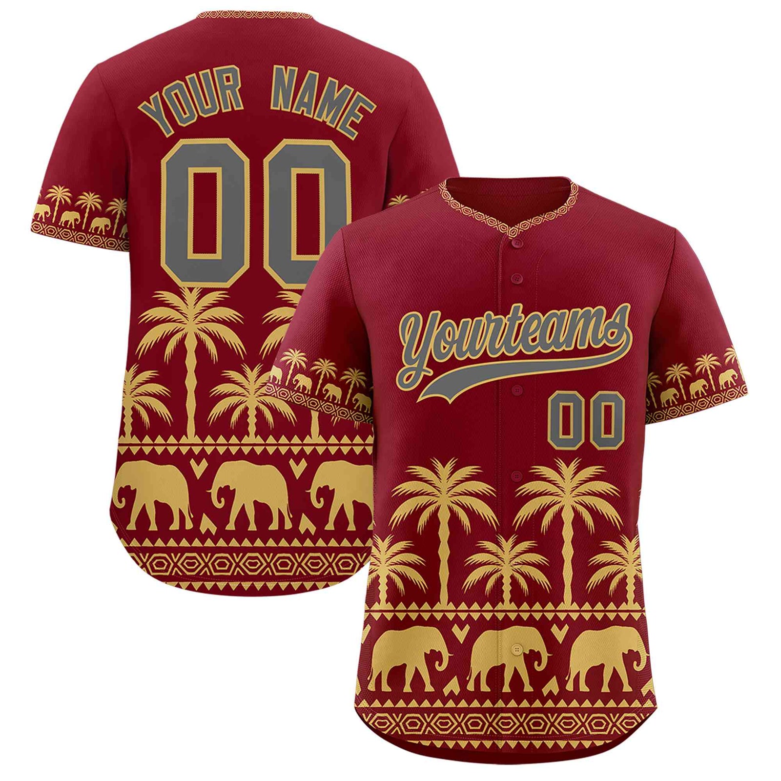 Custom Crimson Old Gold Graffiti Pattern Personalized Bossinia Style Authentic Baseball Jersey