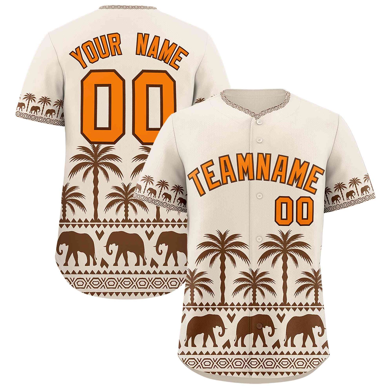 Custom Cream Brown Graffiti Pattern Personalized Bossinia Style Authentic Baseball Jersey