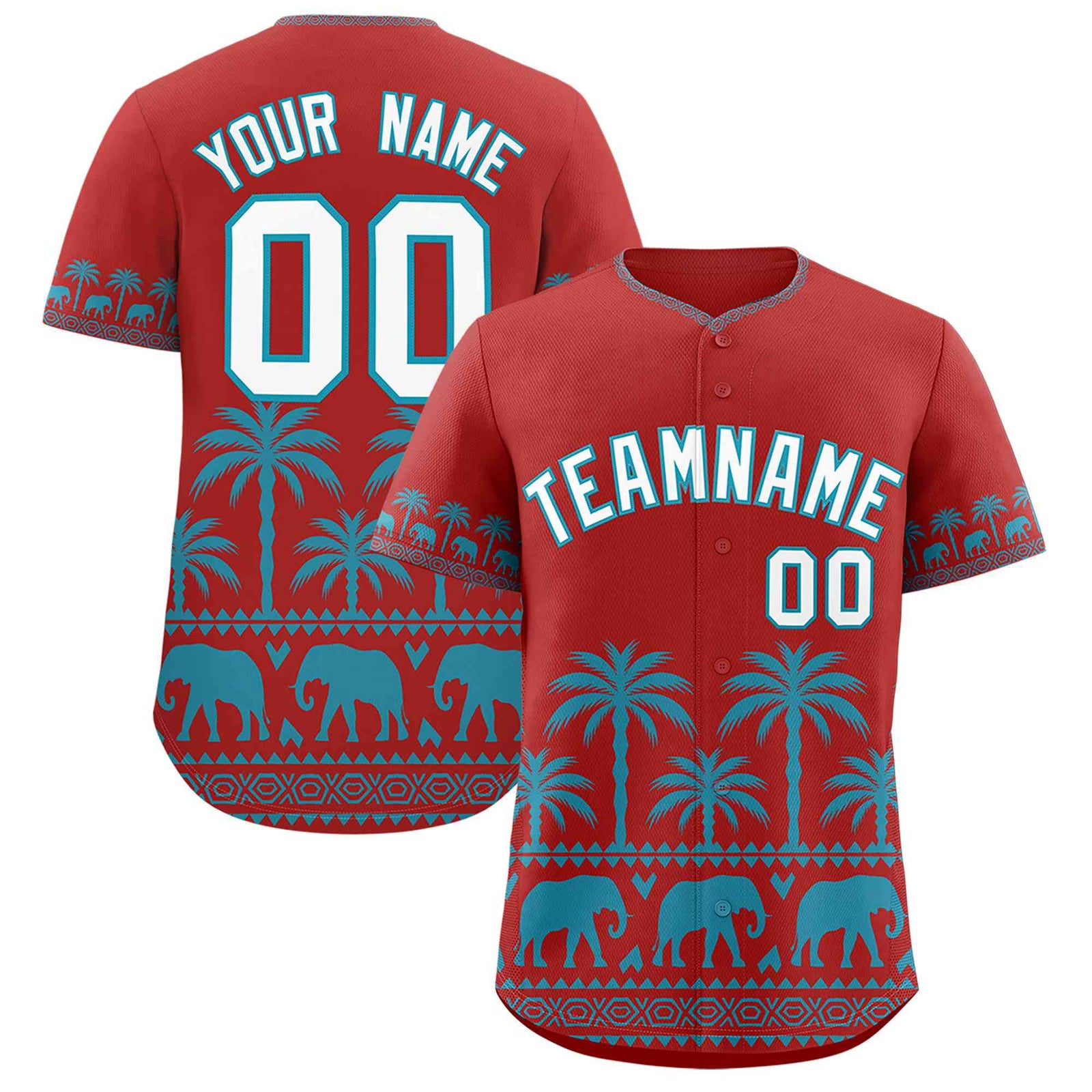Custom Red Teal Graffiti Pattern Personalized Bossinia Style Authentic Baseball Jersey