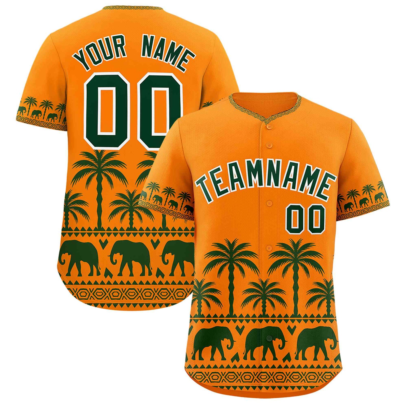 Custom Orange Green Graffiti Pattern Personalized Bossinia Style Authentic Baseball Jersey