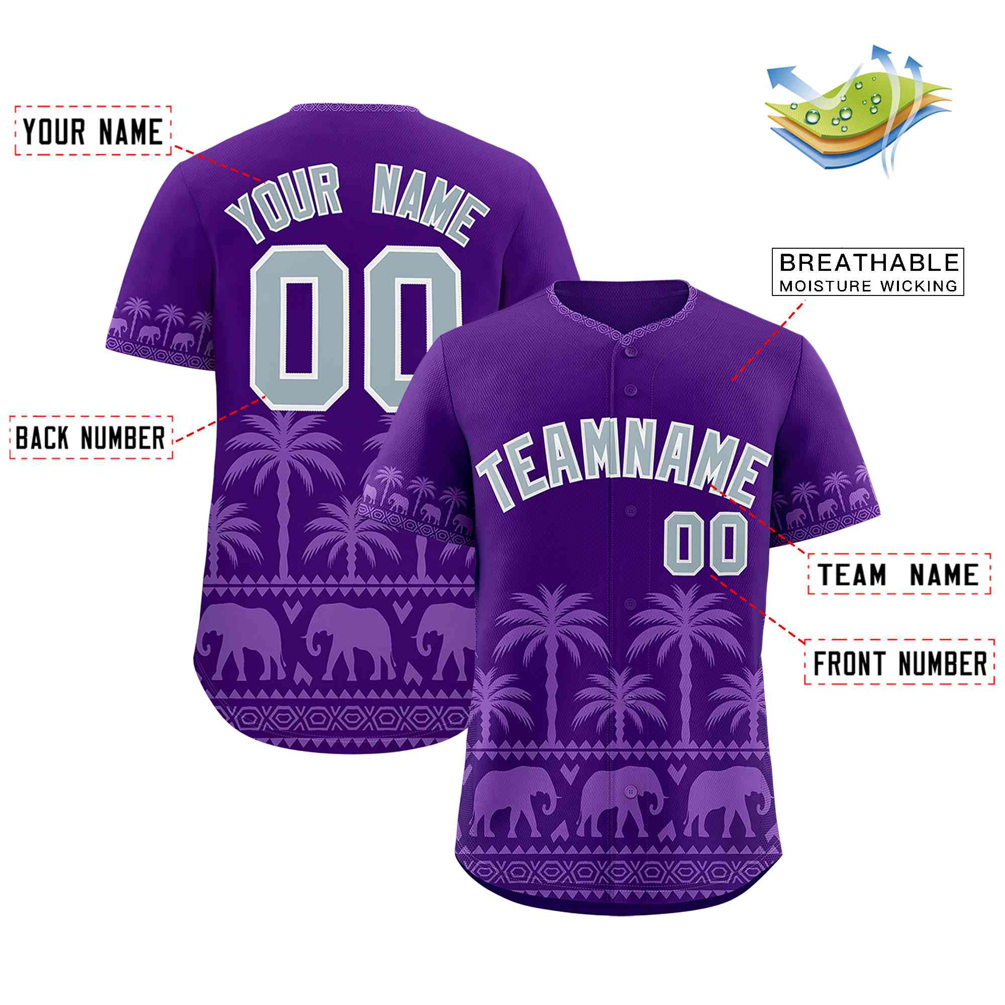 Custom Purple Light Purple Graffiti Pattern Personalized Bossinia Style Authentic Baseball Jersey