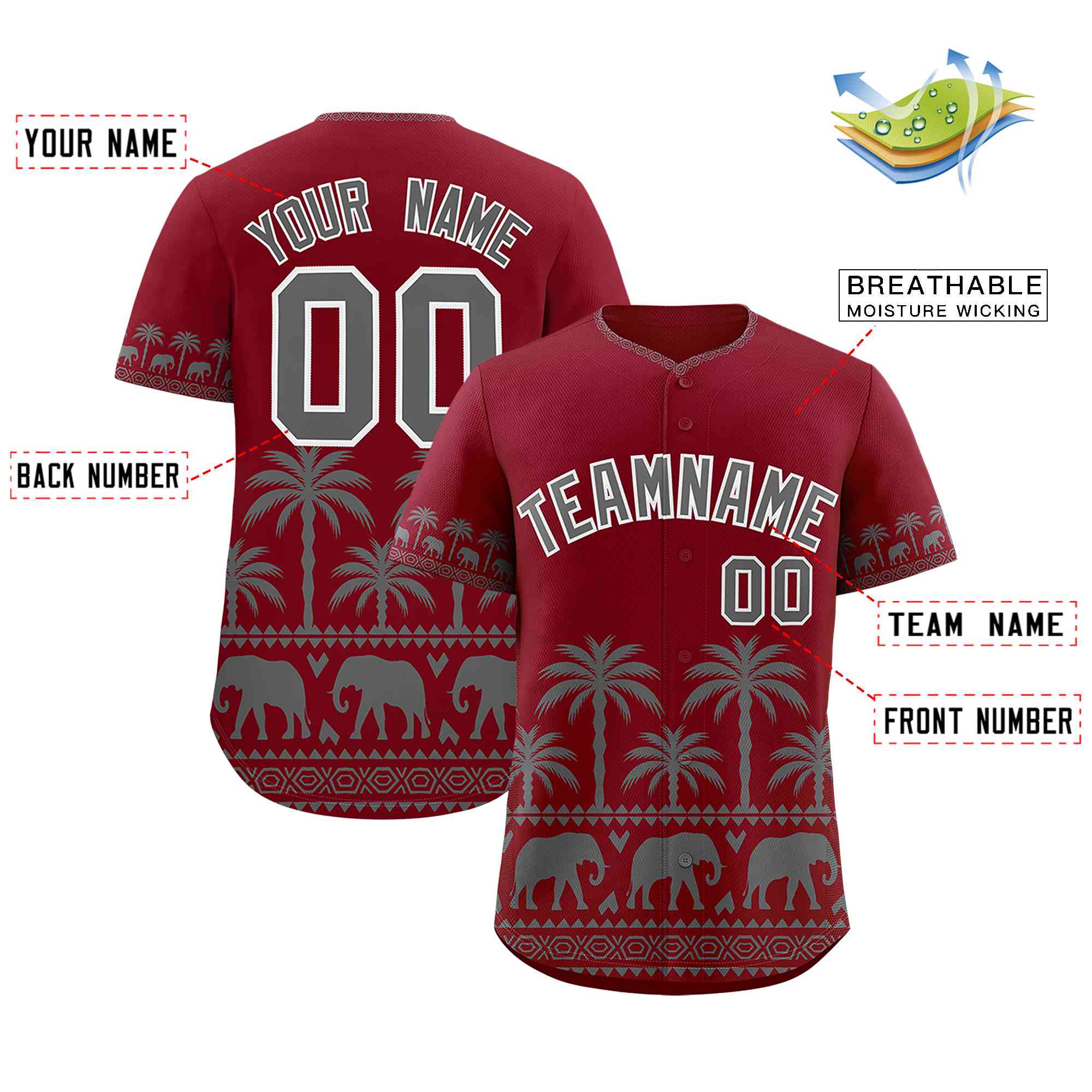 Custom Crimson Gray Graffiti Pattern Personalized Bossinia Style Authentic Baseball Jersey