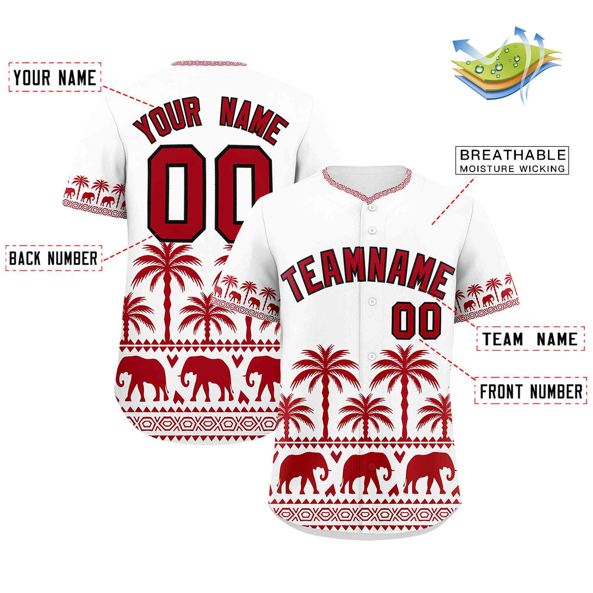 Custom White Red Graffiti Pattern Personalized Bossinia Style Authentic Baseball Jersey