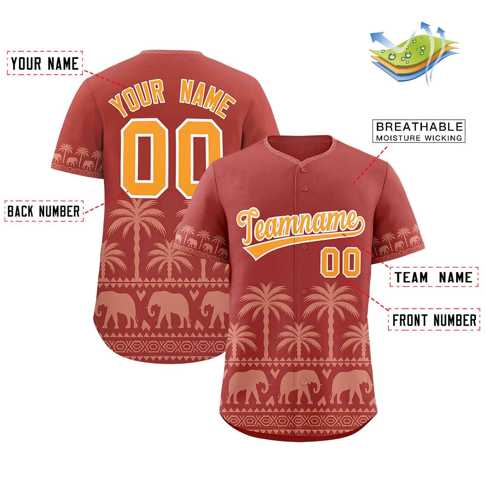 Custom Red Teabrown Graffiti Pattern Personalized Bossinia Style Authentic Baseball Jersey