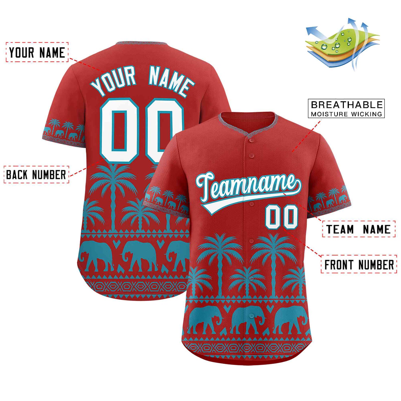 Custom Red Teal Graffiti Pattern Personalized Bossinia Style Authentic Baseball Jersey