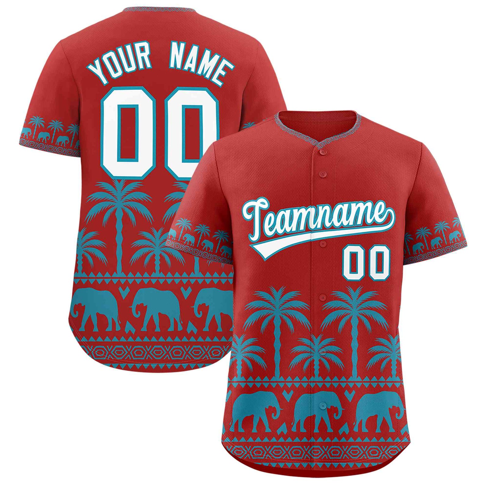 Custom Red Teal Graffiti Pattern Personalized Bossinia Style Authentic Baseball Jersey