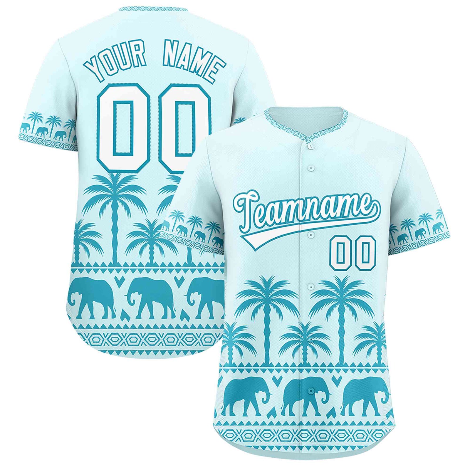 Custom Light Blue Teal Graffiti Pattern Personalized Bossinia Style Authentic Baseball Jersey