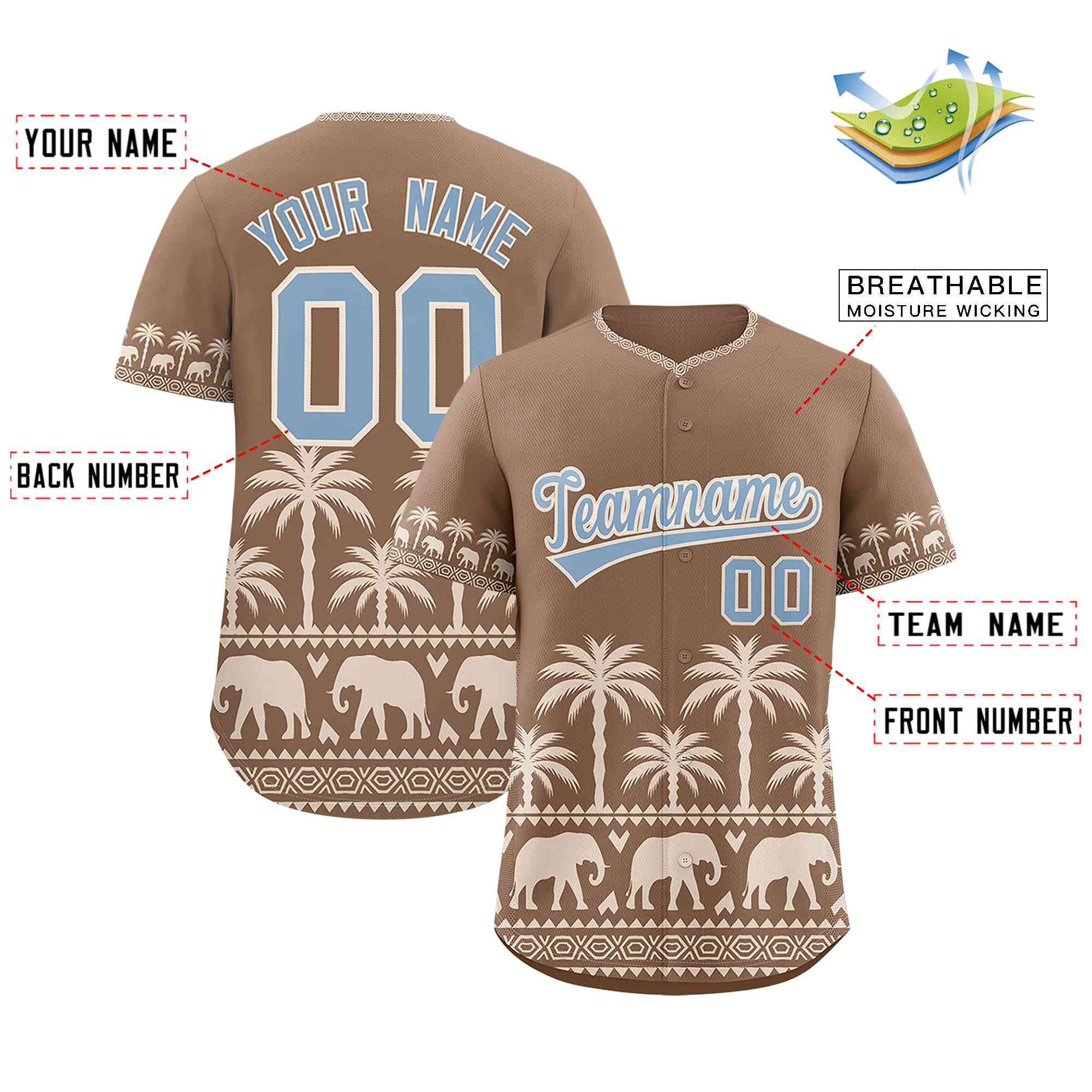 Custom Light Brown Cream Graffiti Pattern Personalized Bossinia Style Authentic Baseball Jersey