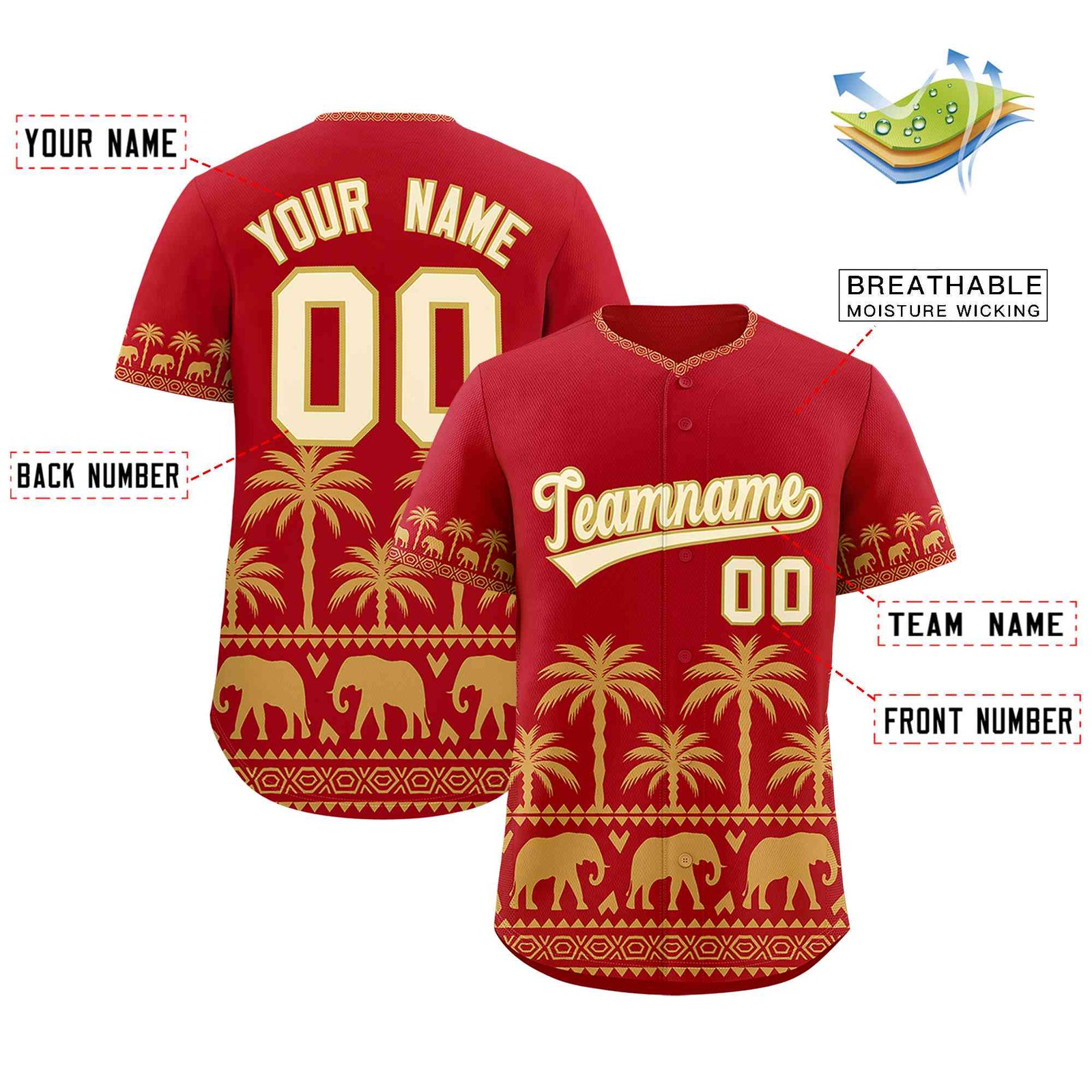 Custom Red Old Gold Graffiti Pattern Personalized Bossinia Style Authentic Baseball Jersey