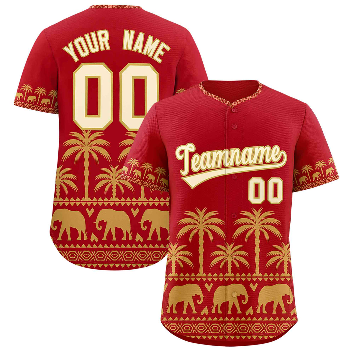 Custom Red Old Gold Graffiti Pattern Personalized Bossinia Style Authentic Baseball Jersey