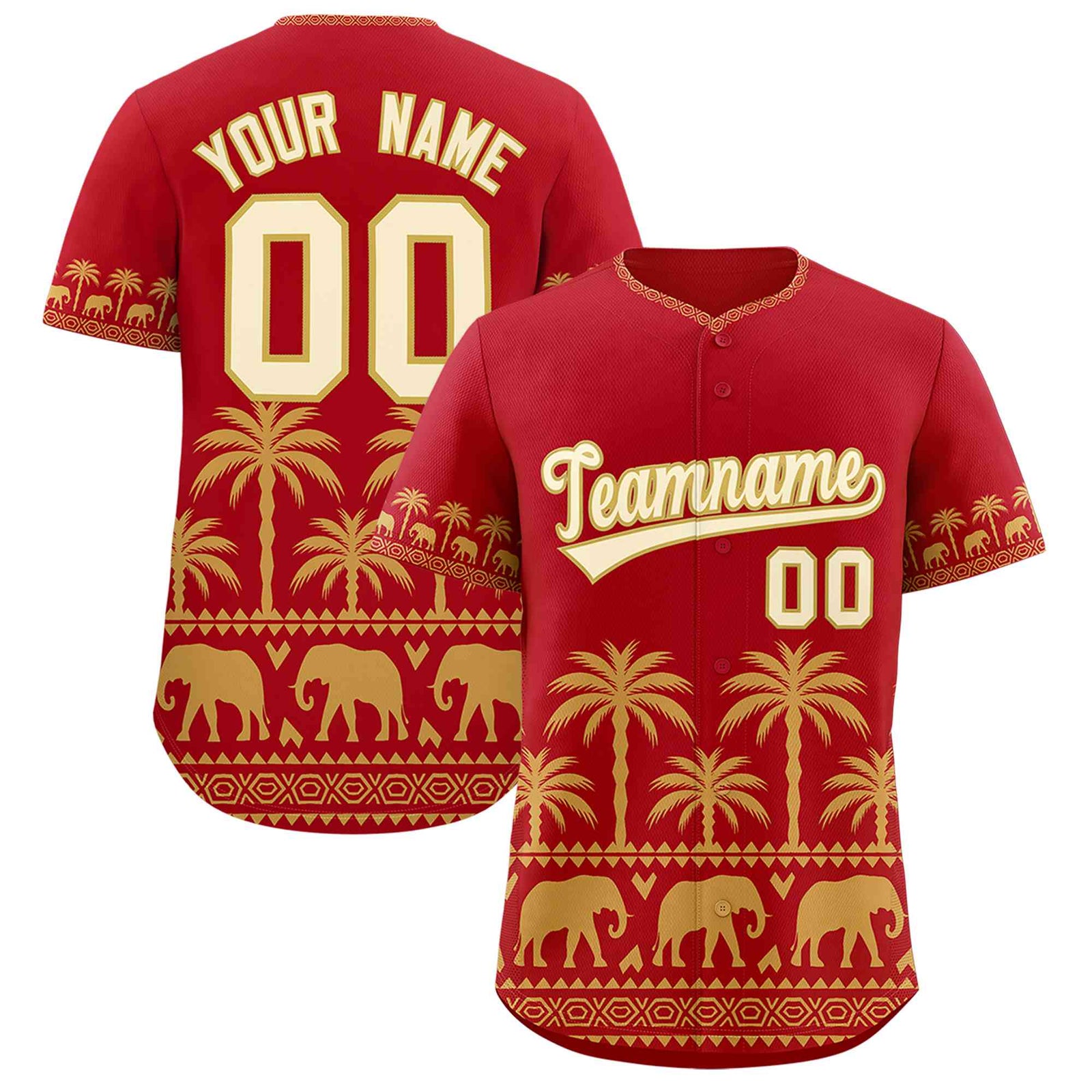 Custom Red Old Gold Graffiti Pattern Personalized Bossinia Style Authentic Baseball Jersey