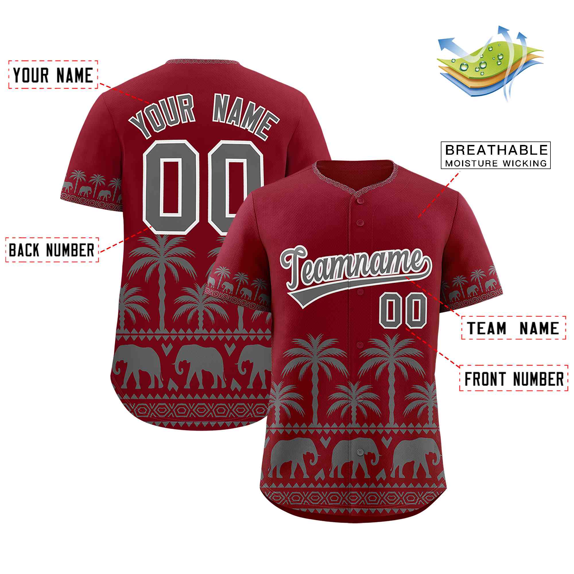 Custom Crimson Gray Graffiti Pattern Personalized Bossinia Style Authentic Baseball Jersey