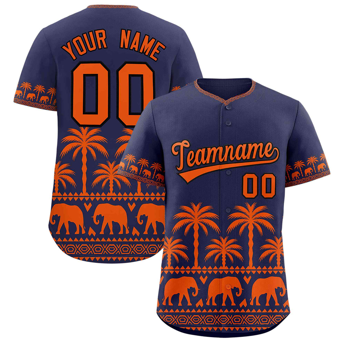 Custom Navy Orange Graffiti Pattern Personalized Bossinia Style Authentic Baseball Jersey