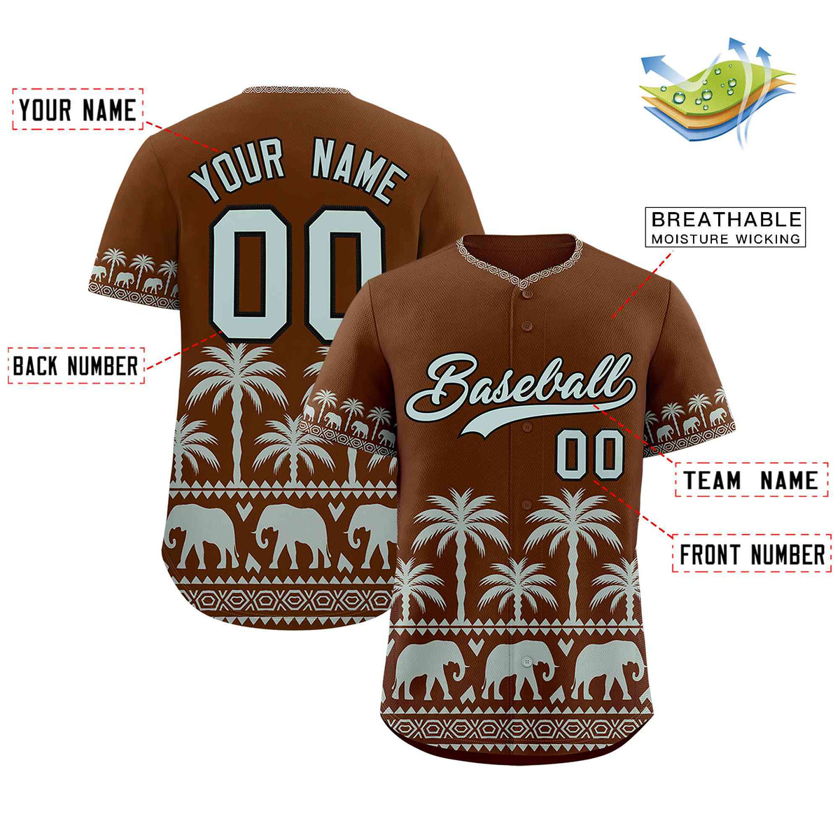 Custom Brown Silver-Gray Graffiti Pattern Personalized Bossinia Style Authentic Baseball Jersey