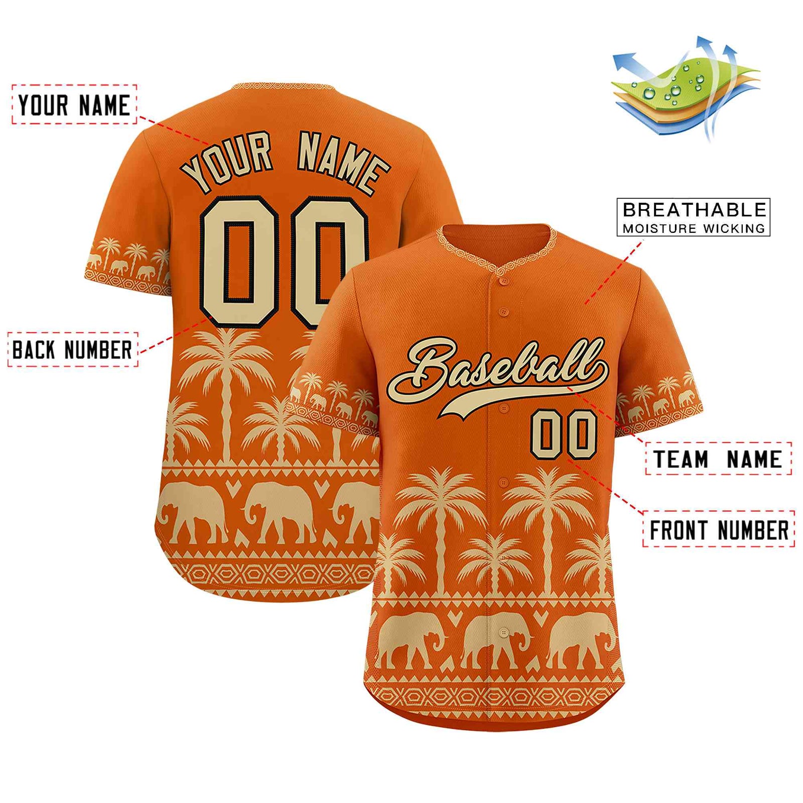 Custom Texas Orange Old Gold Graffiti Pattern Personalized Bossinia Style Authentic Baseball Jersey