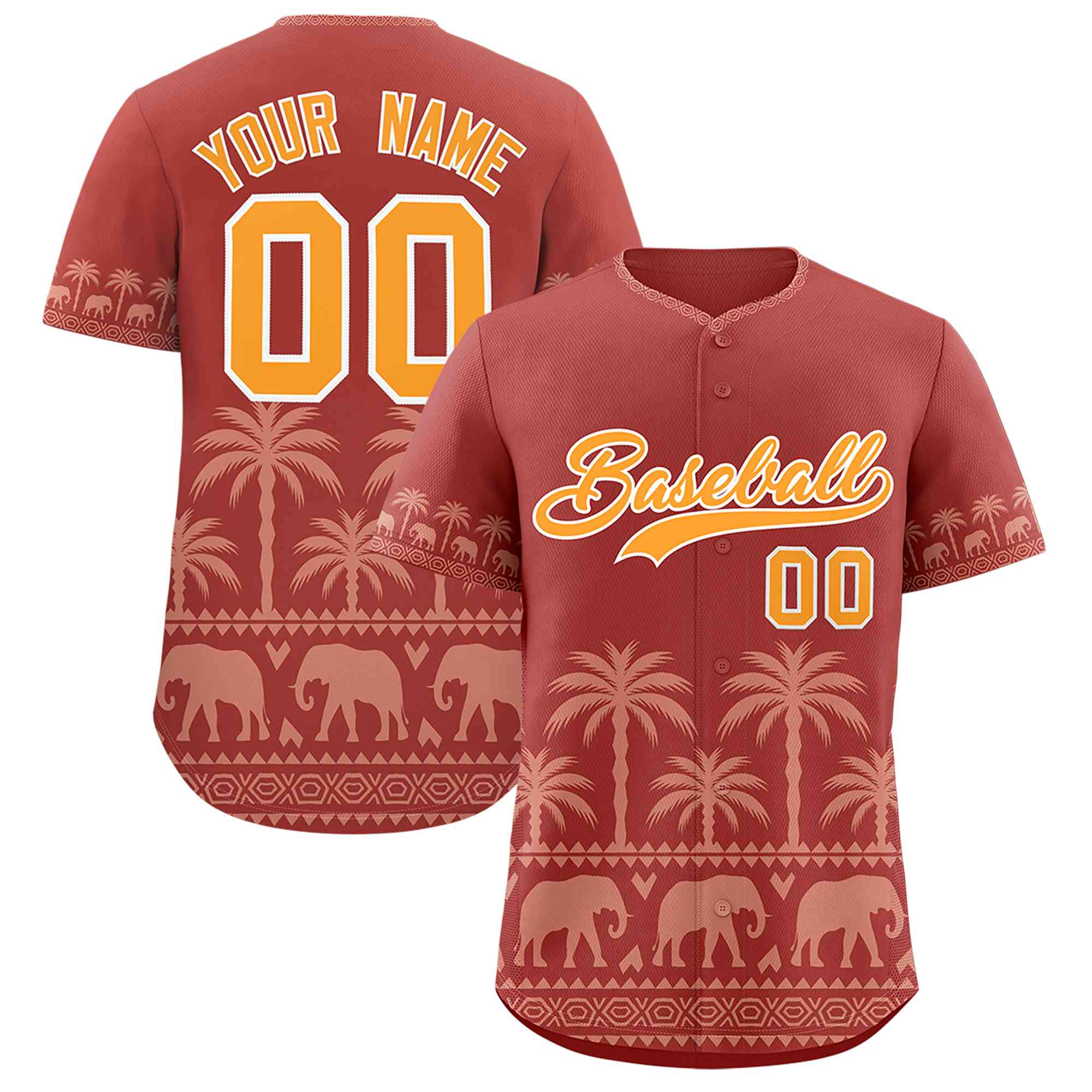Custom Red Teabrown Graffiti Pattern Personalized Bossinia Style Authentic Baseball Jersey