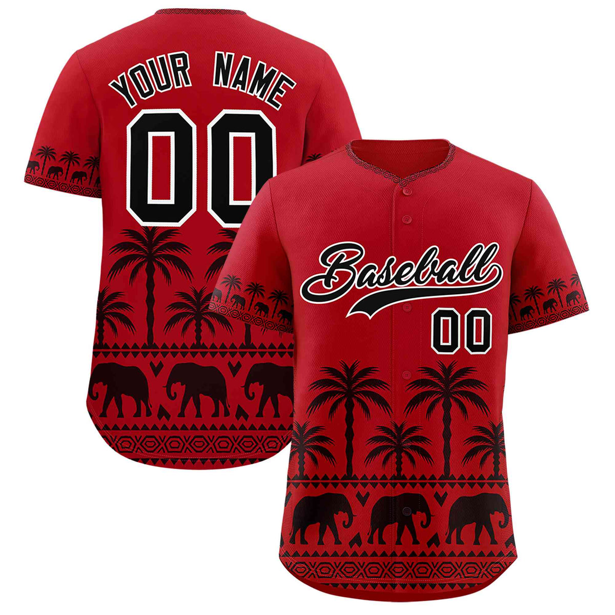 Custom Red Black Graffiti Pattern Personalized Bossinia Style Authentic Baseball Jersey