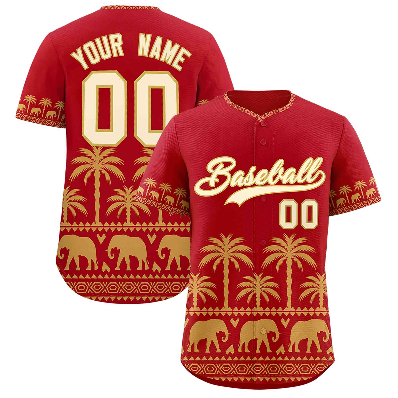 Custom Red Old Gold Graffiti Pattern Personalized Bossinia Style Authentic Baseball Jersey