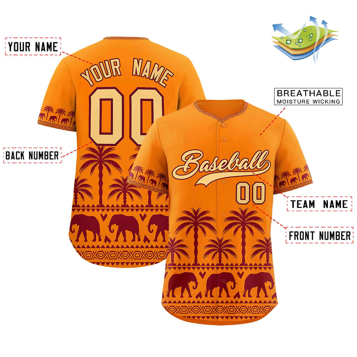Custom Orange Crimson Graffiti Pattern Personalized Bossinia Style Authentic Baseball Jersey