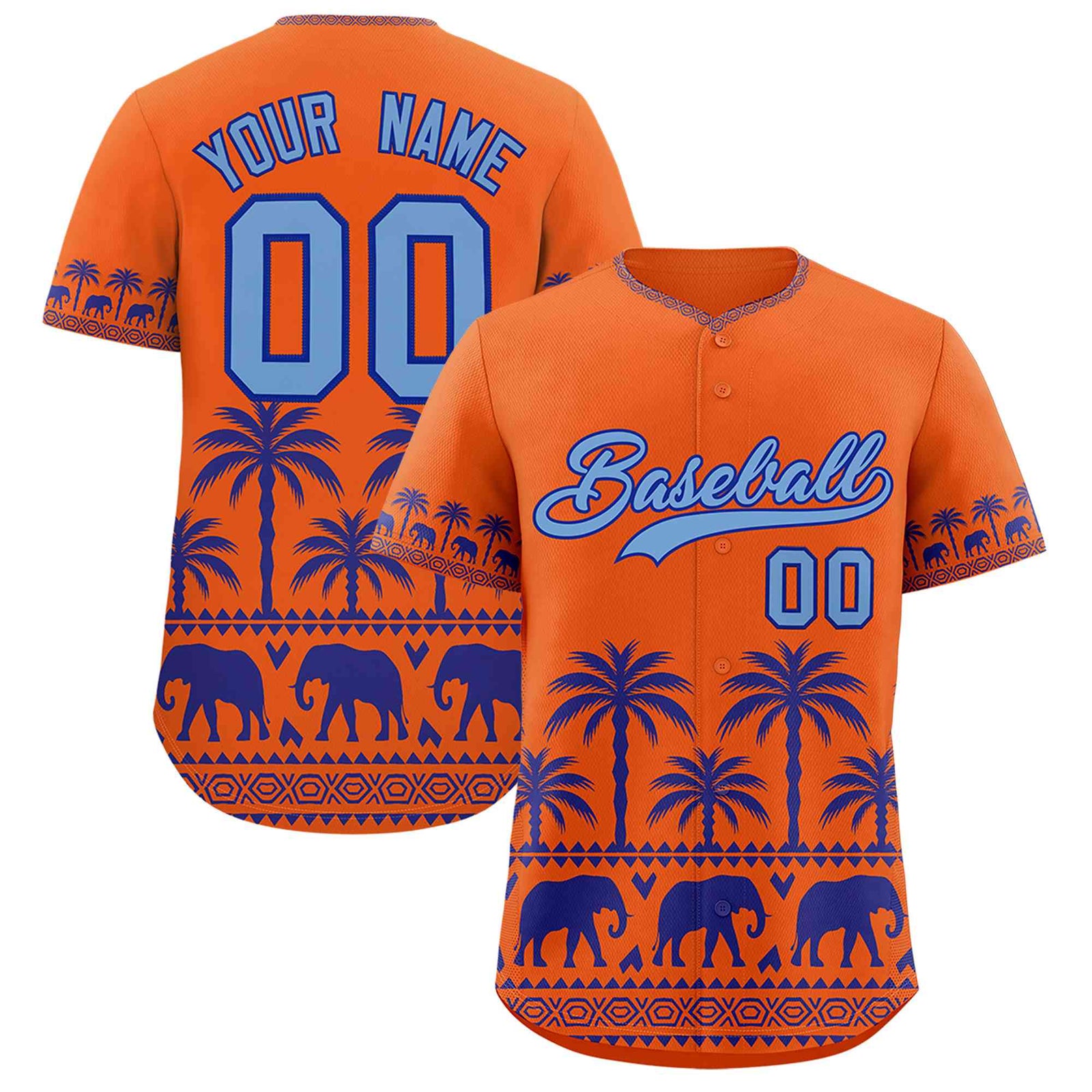 Custom Orange Royal Graffiti Pattern Personalized Bossinia Style Authentic Baseball Jersey