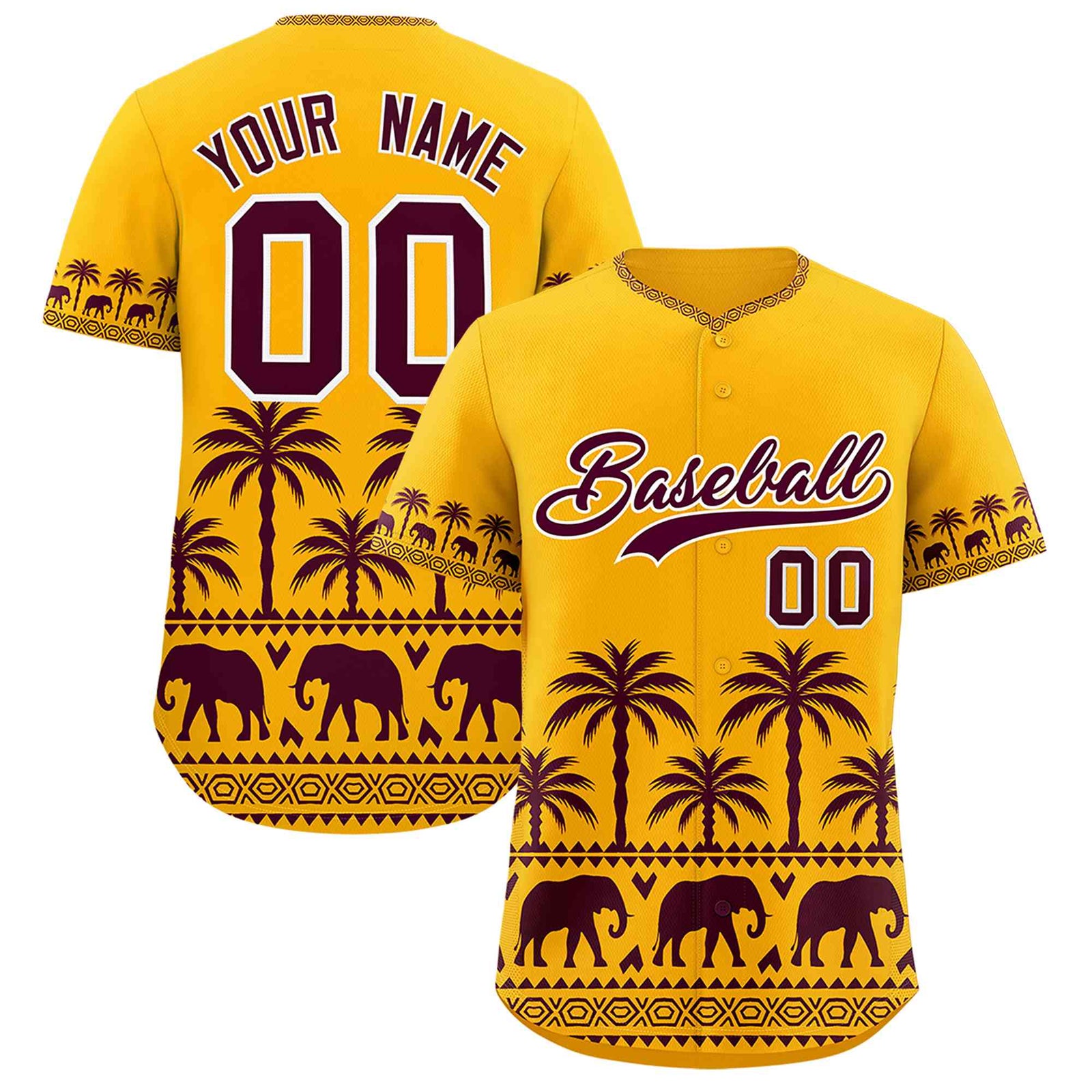 Custom Gold Crimson Graffiti Pattern Personalized Bossinia Style Authentic Baseball Jersey