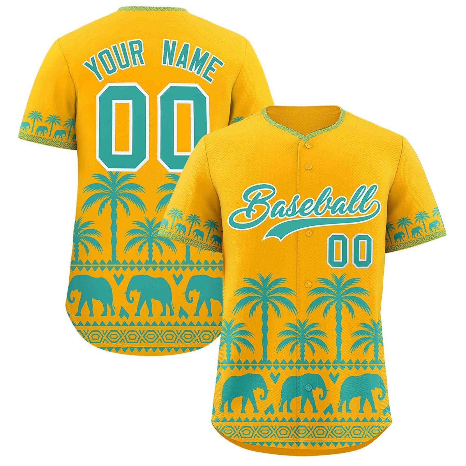 Custom Gold Bright Green Graffiti Pattern Personalized Bossinia Style Authentic Baseball Jersey