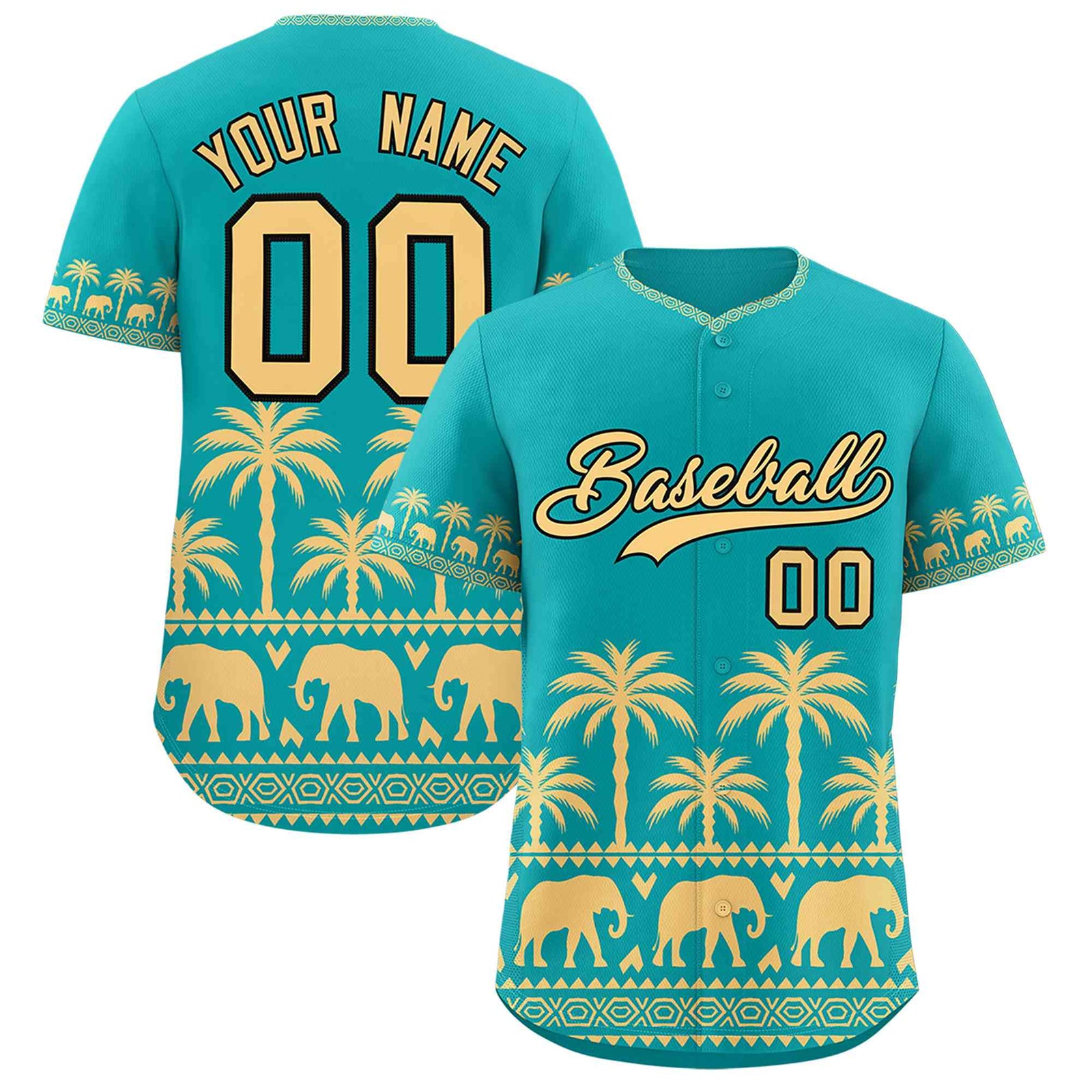 Custom Aqua Khaki Graffiti Pattern Personalized Bossinia Style Authentic Baseball Jersey
