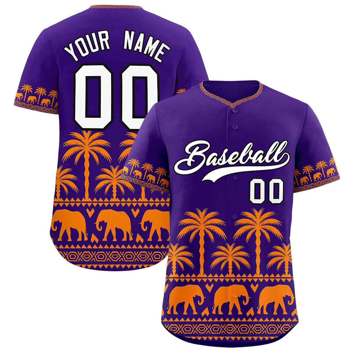 Custom Purple Orange Graffiti Pattern Personalized Bossinia Style Authentic Baseball Jersey