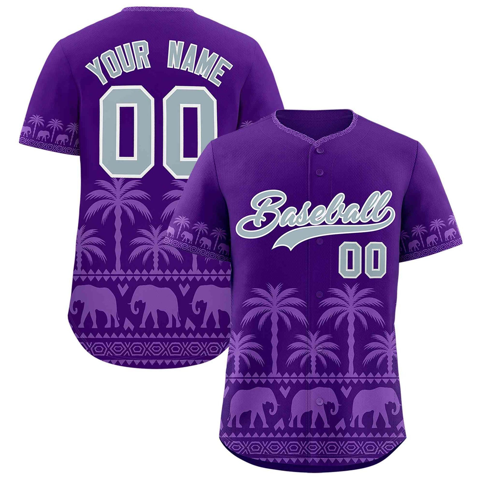 Custom Purple Light Purple Graffiti Pattern Personalized Bossinia Style Authentic Baseball Jersey