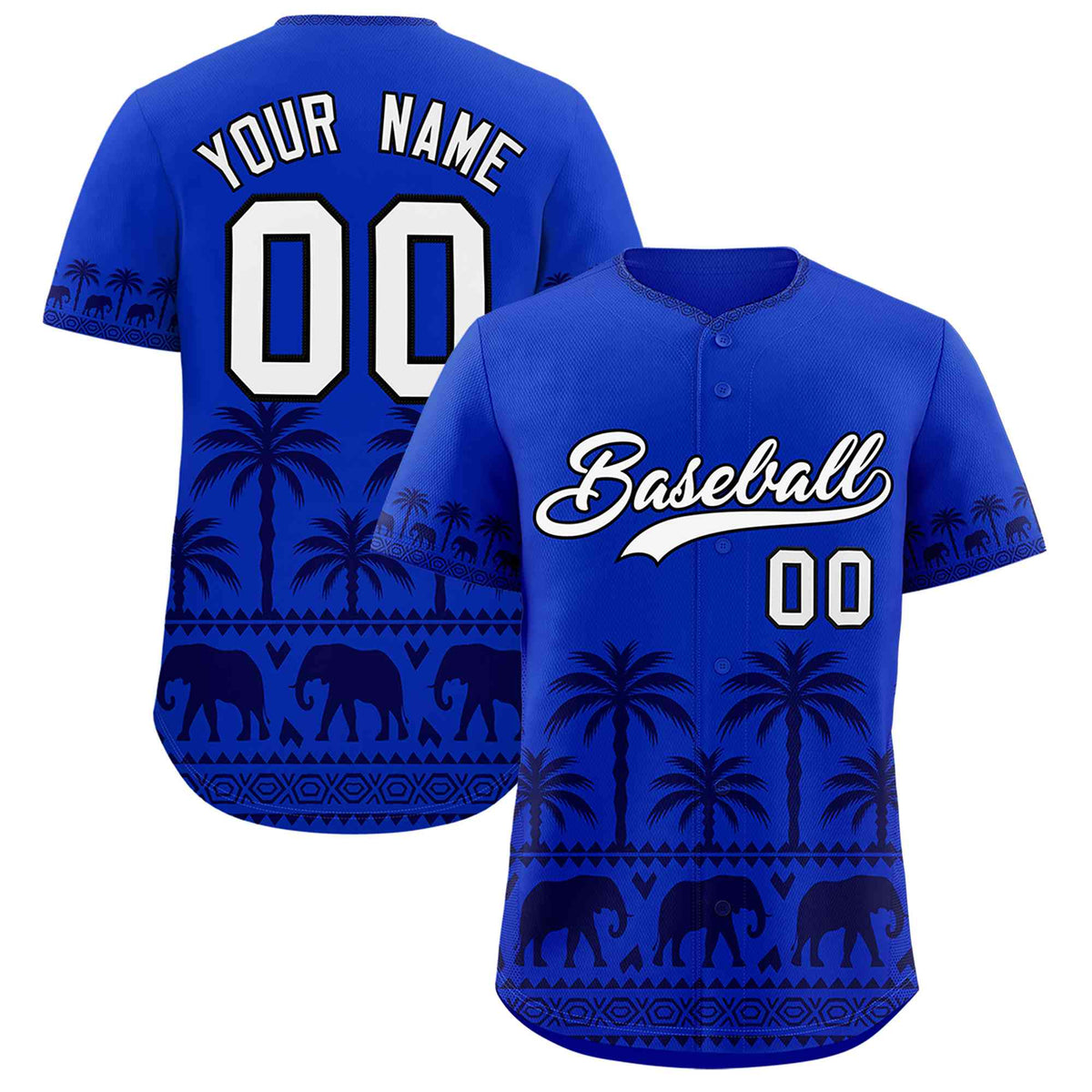 Custom Royal Navy Graffiti Pattern Personalized Bossinia Style Authentic Baseball Jersey