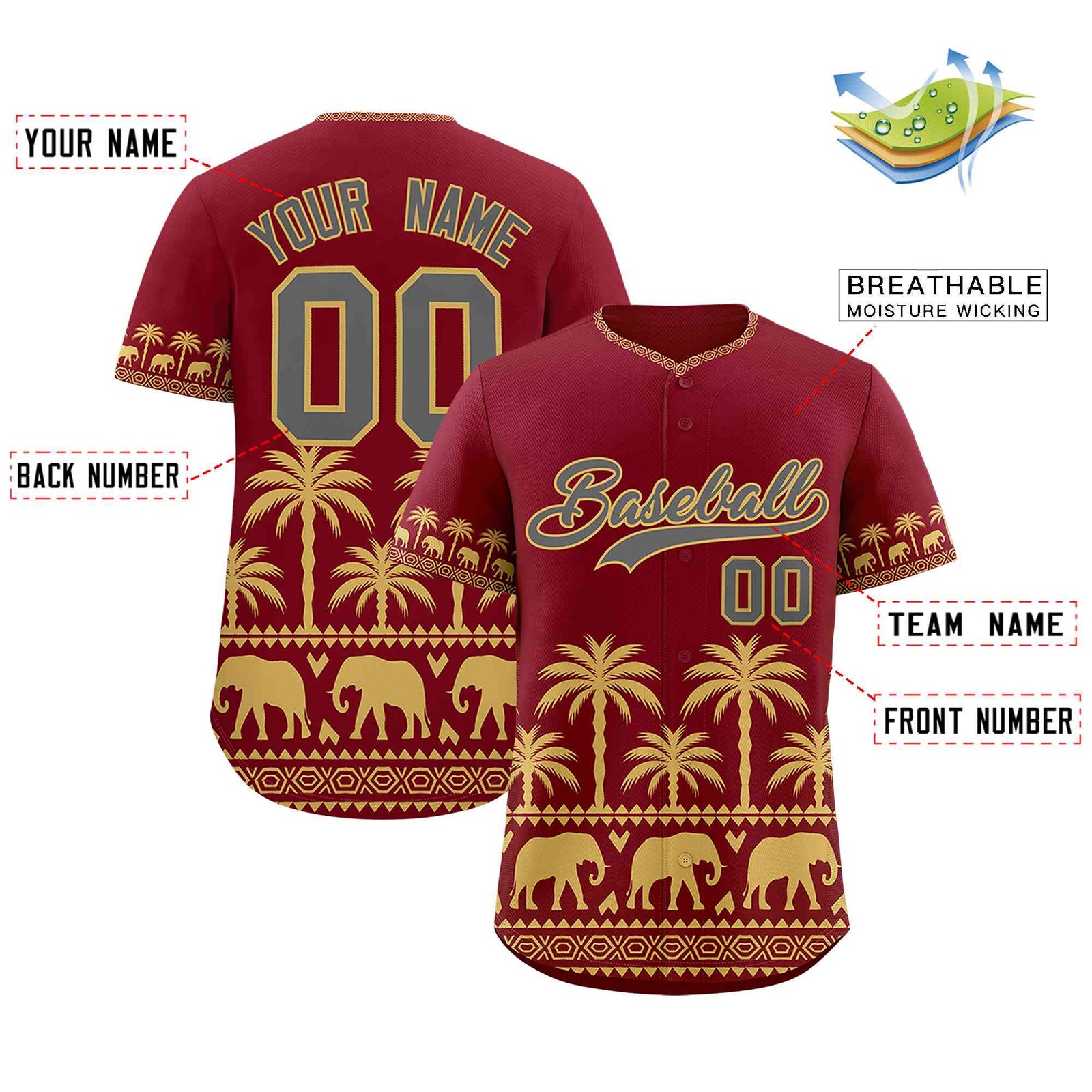 Custom Crimson Old Gold Graffiti Pattern Personalized Bossinia Style Authentic Baseball Jersey
