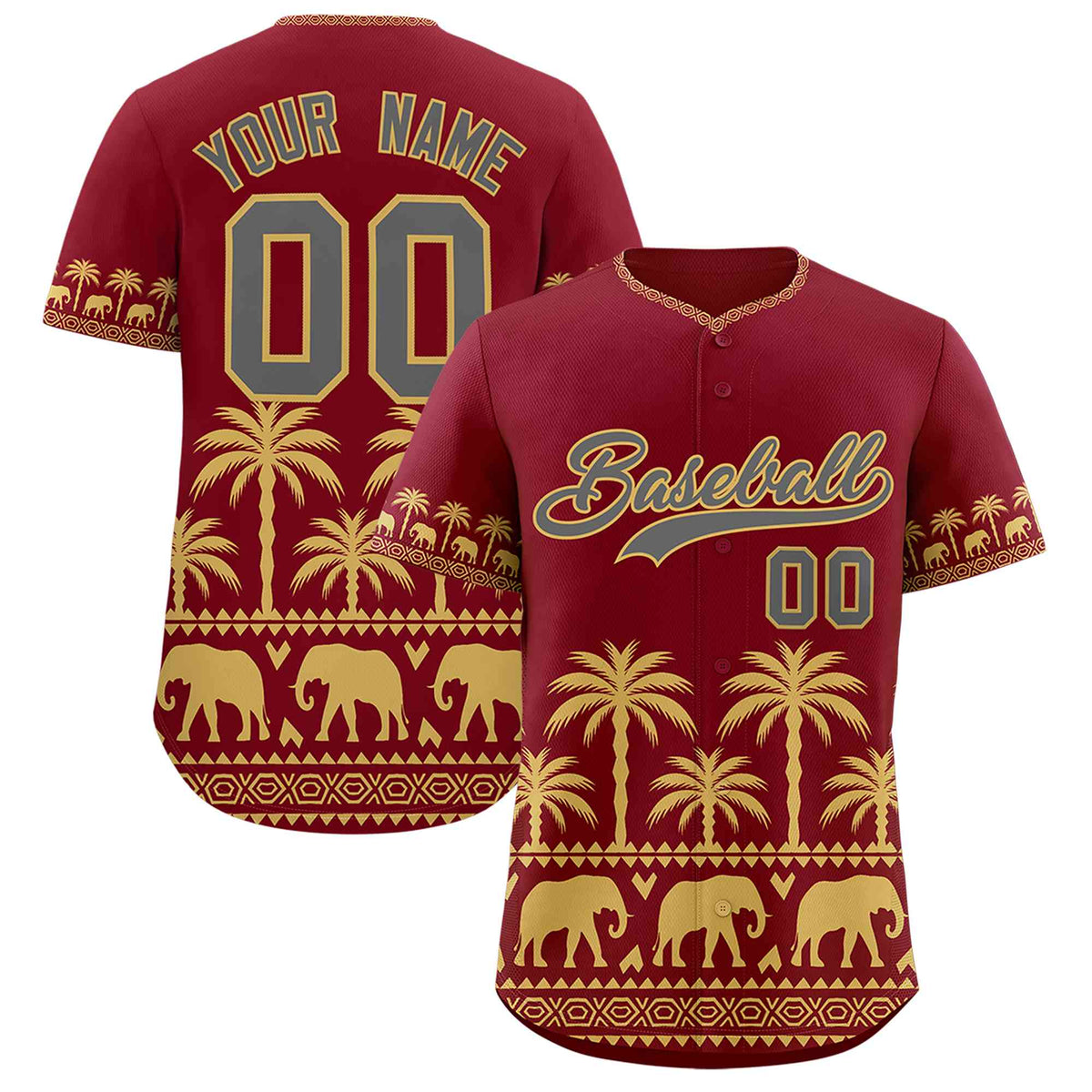 Custom Crimson Old Gold Graffiti Pattern Personalized Bossinia Style Authentic Baseball Jersey