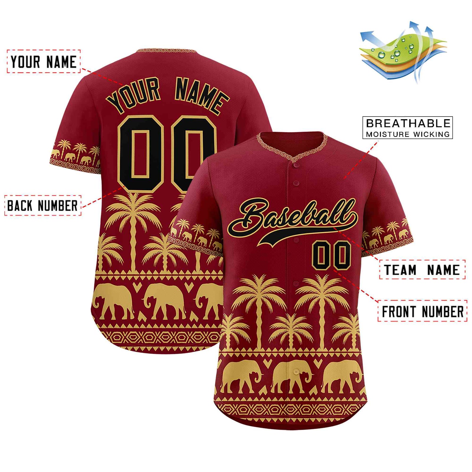 Custom Crimson Old Gold Graffiti Pattern Personalized Bossinia Style Authentic Baseball Jersey