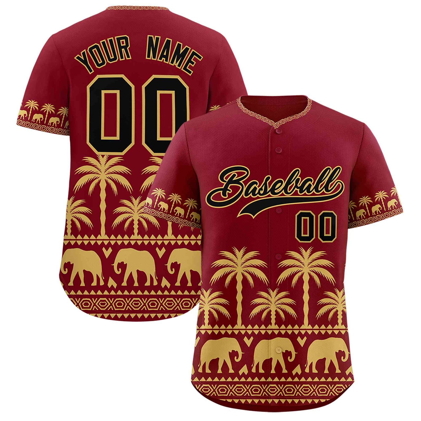 Custom Crimson Old Gold Graffiti Pattern Personalized Bossinia Style Authentic Baseball Jersey