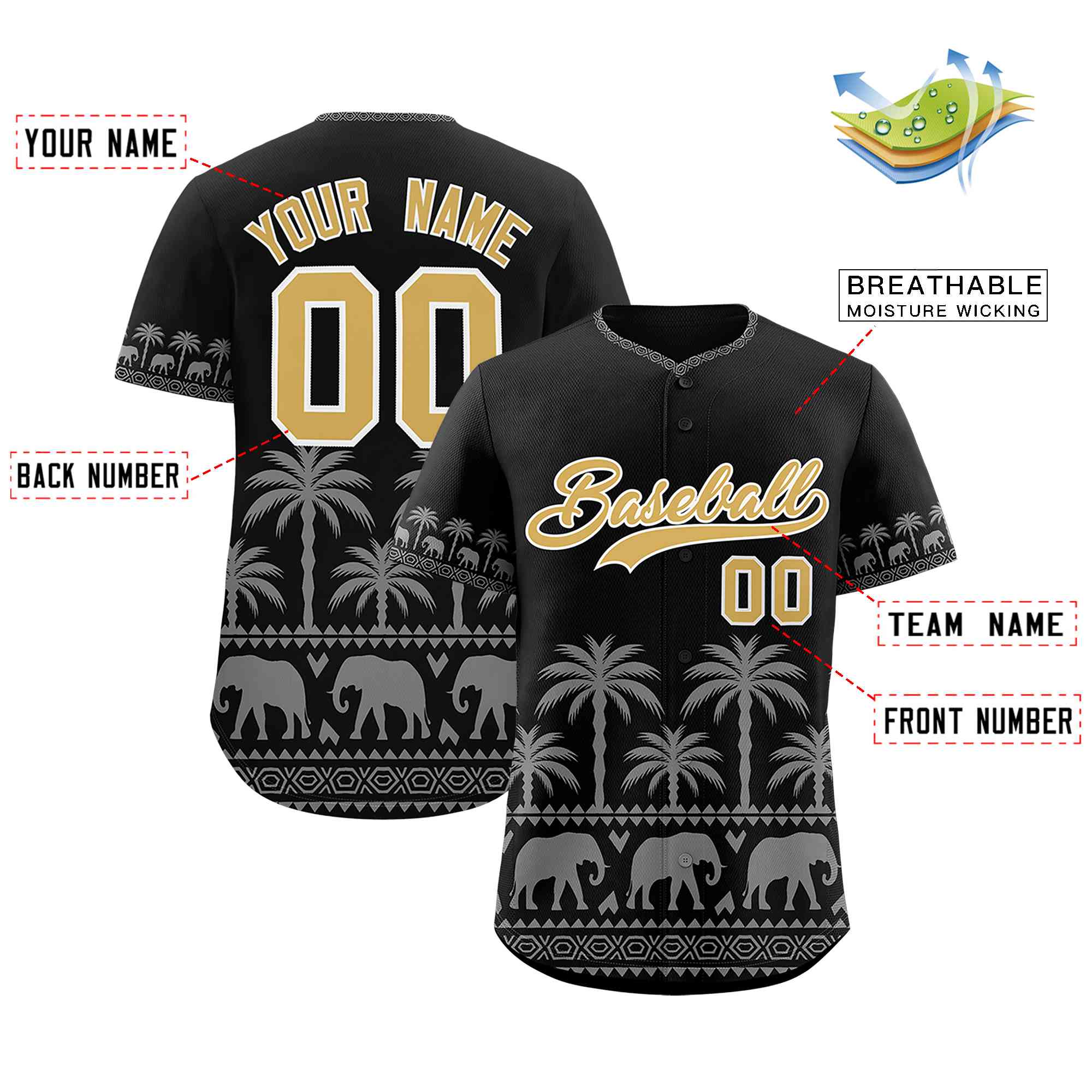 Custom Black Gray Graffiti Pattern Personalized Bossinia Style Authentic Baseball Jersey