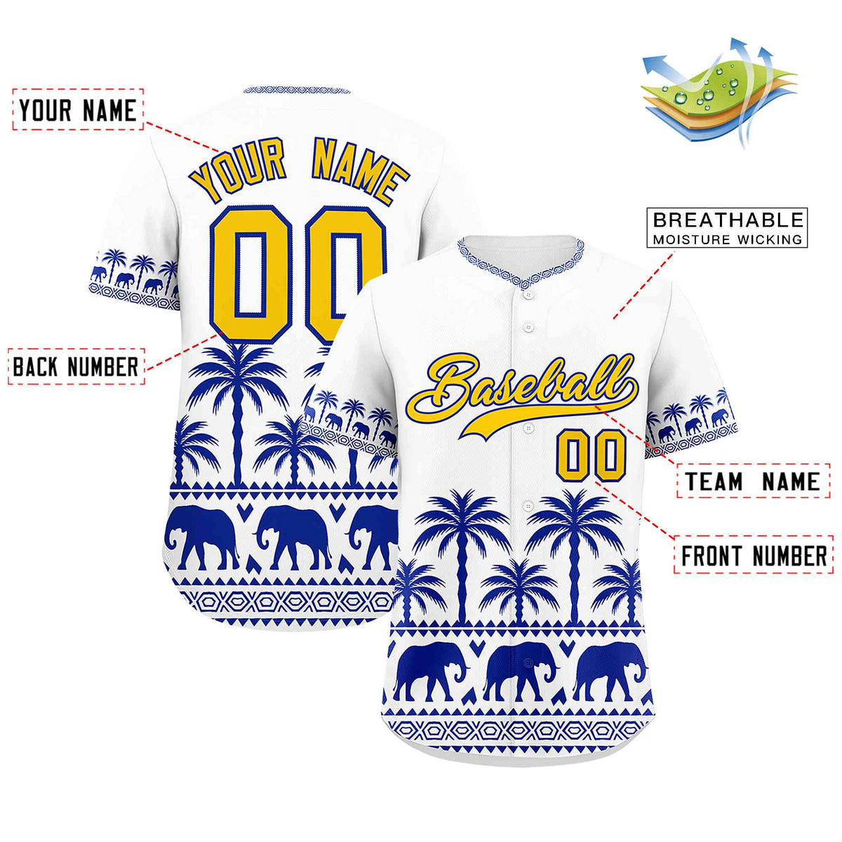 Custom White Royal Graffiti Pattern Personalized Bossinia Style Authentic Baseball Jersey