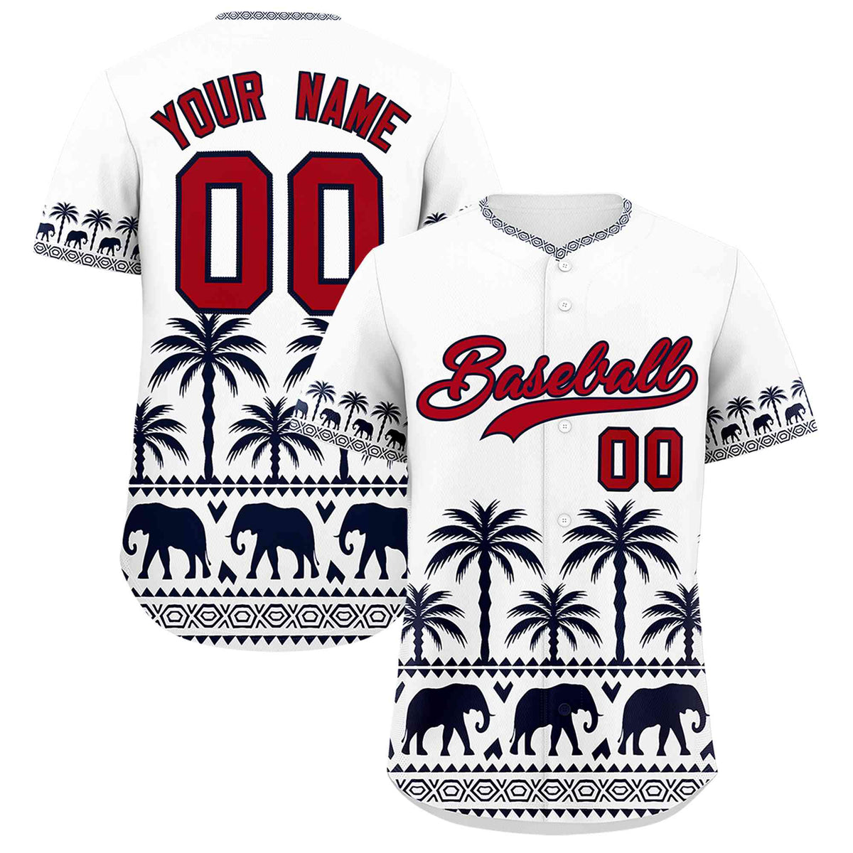 Custom White Navy Graffiti Pattern Personalized Bossinia Style Authentic Baseball Jersey