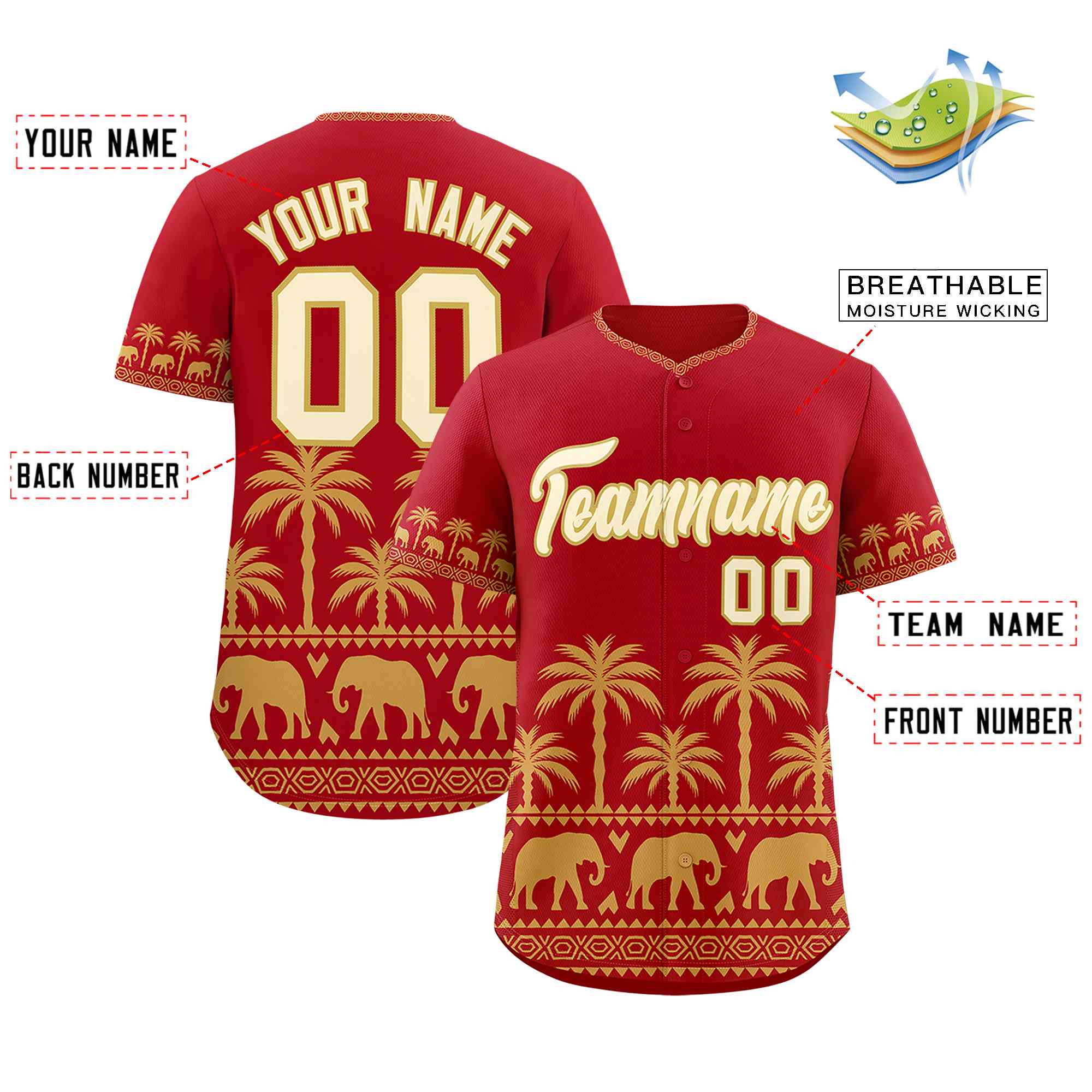 Custom Red Old Gold Graffiti Pattern Personalized Bossinia Style Authentic Baseball Jersey