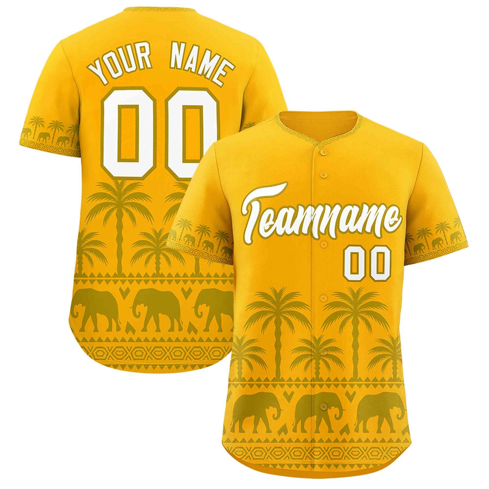 Custom Gold Old Gold Graffiti Pattern Personalized Bossinia Style Authentic Baseball Jersey