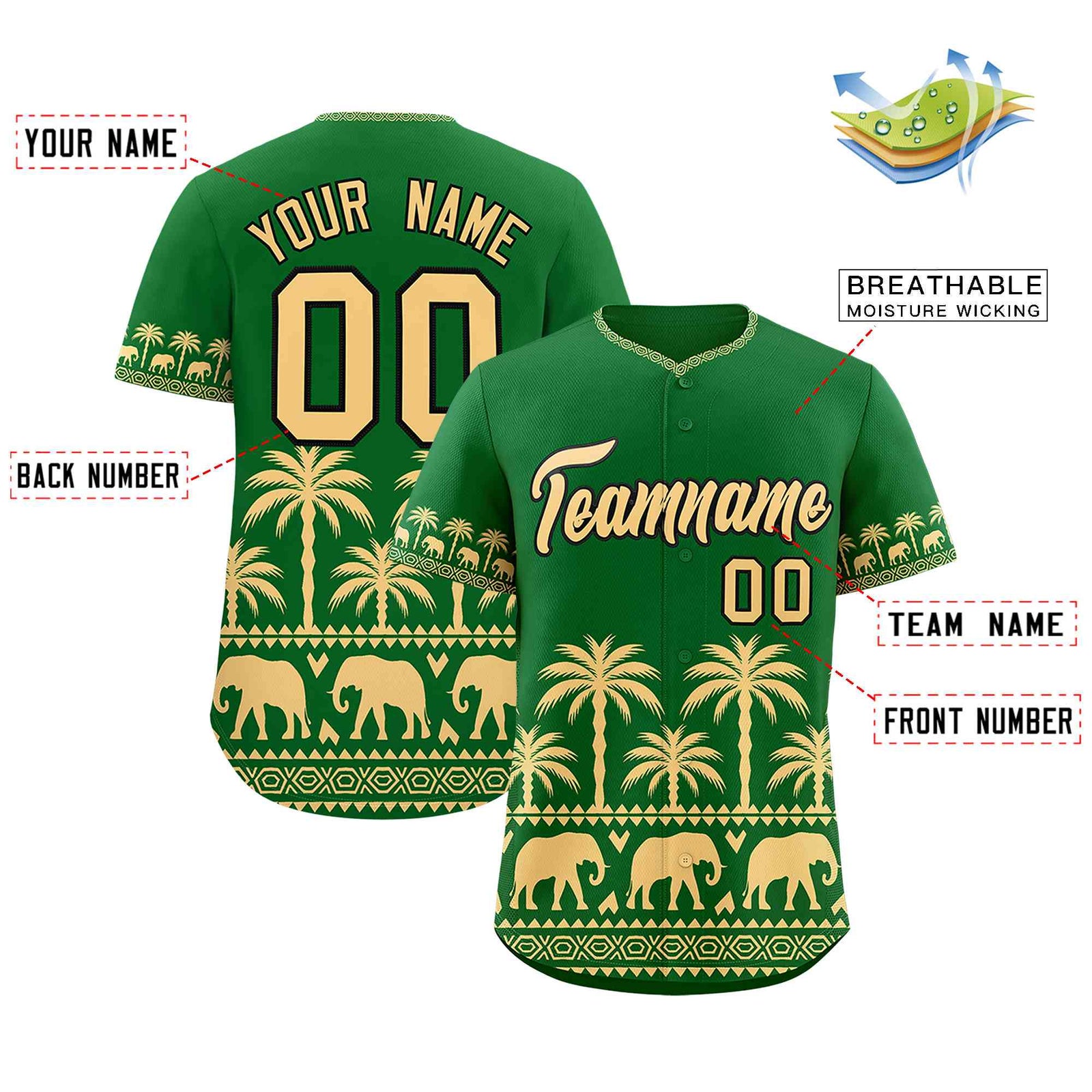 Custom Kelly Green Khaki Graffiti Pattern Personalized Bossinia Style Authentic Baseball Jersey