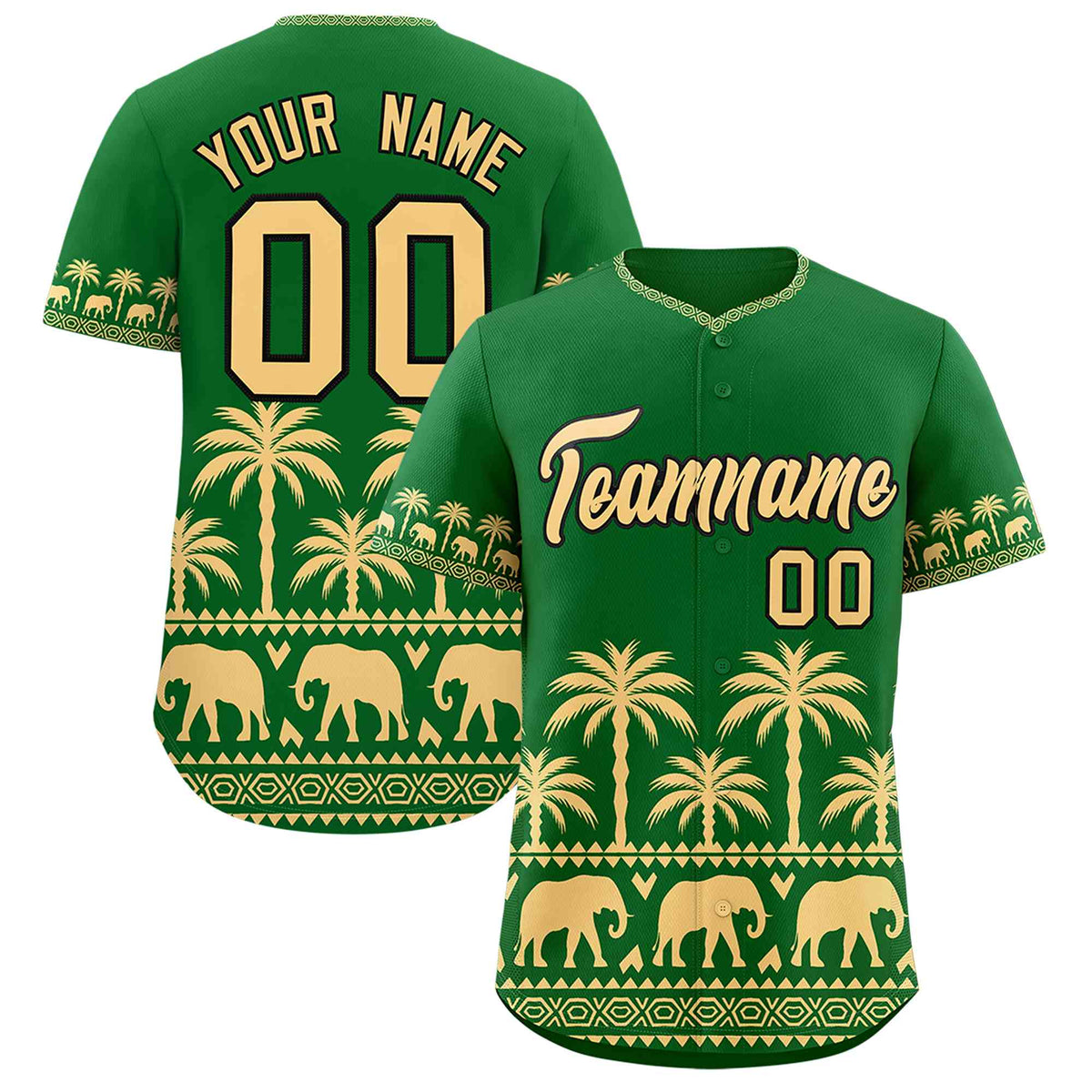 Custom Kelly Green Khaki Graffiti Pattern Personalized Bossinia Style Authentic Baseball Jersey