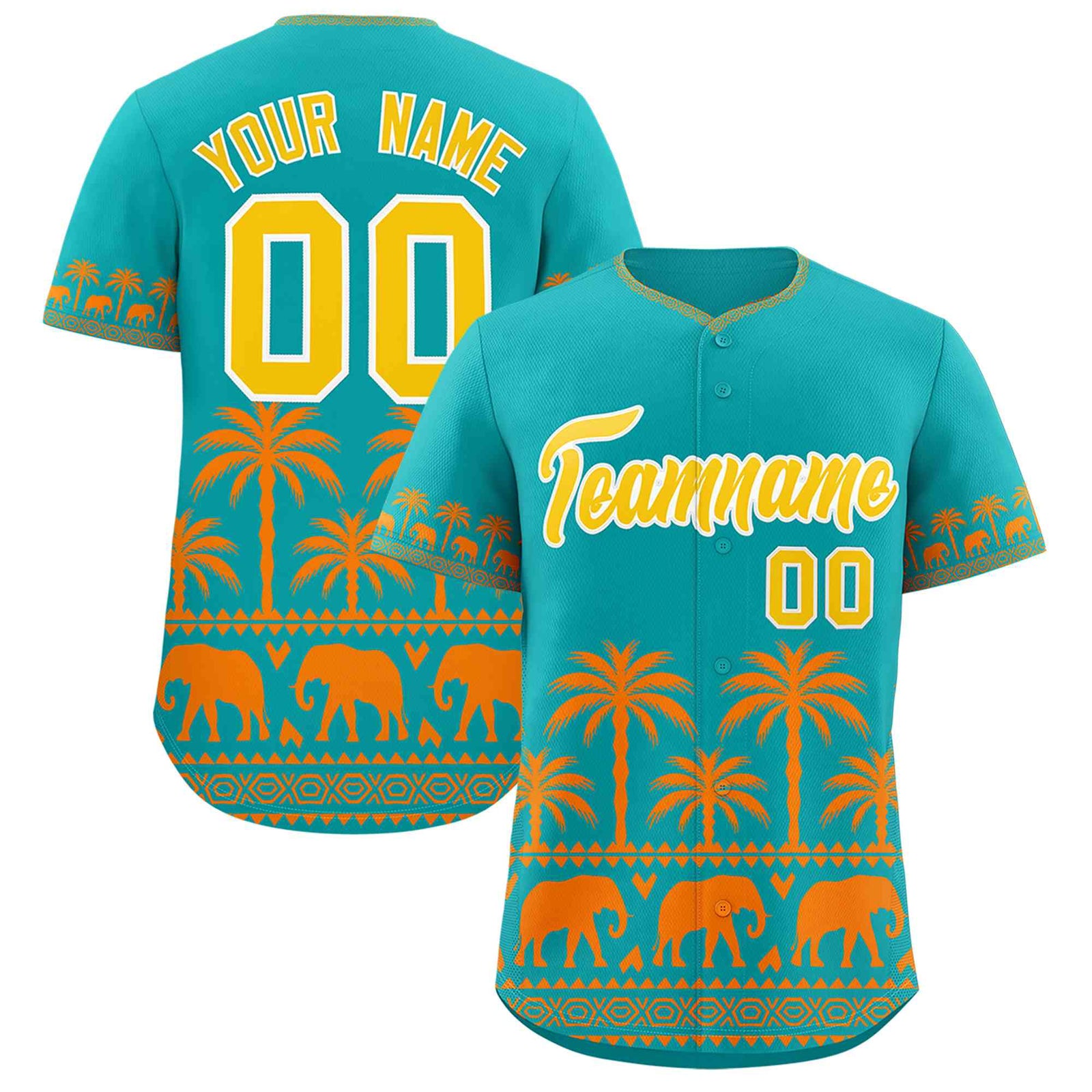 Custom Aqua Orange Graffiti Pattern Personalized Bossinia Style Authentic Baseball Jersey