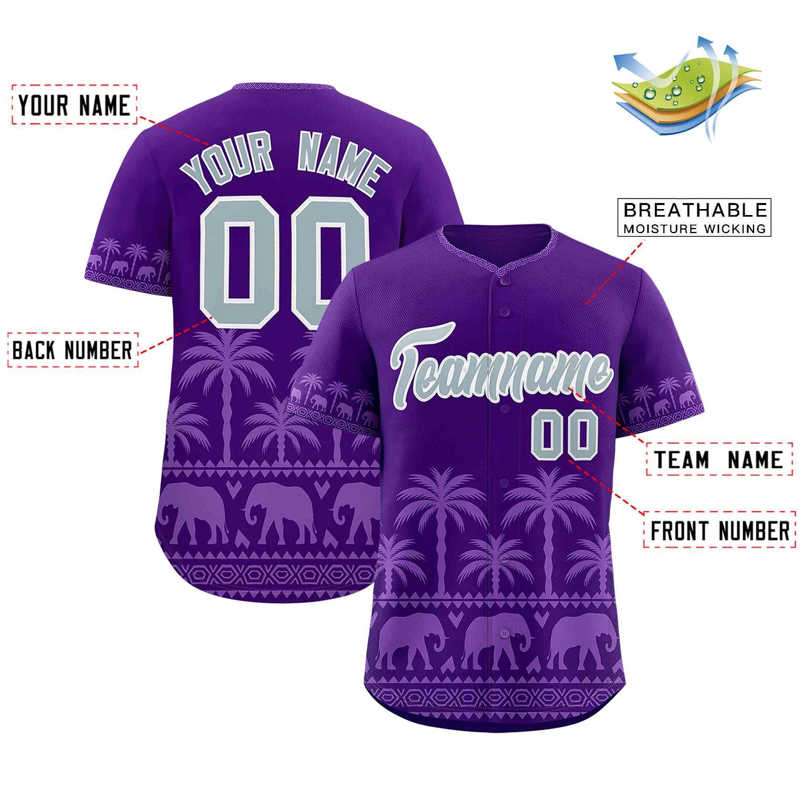Custom Purple Light Purple Graffiti Pattern Personalized Bossinia Style Authentic Baseball Jersey