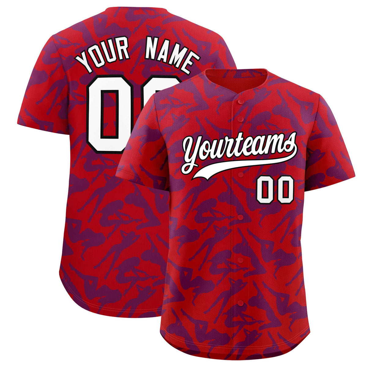 Custom Red Purple Playboy Graffiti Pattern Authentic Baseball Jersey
