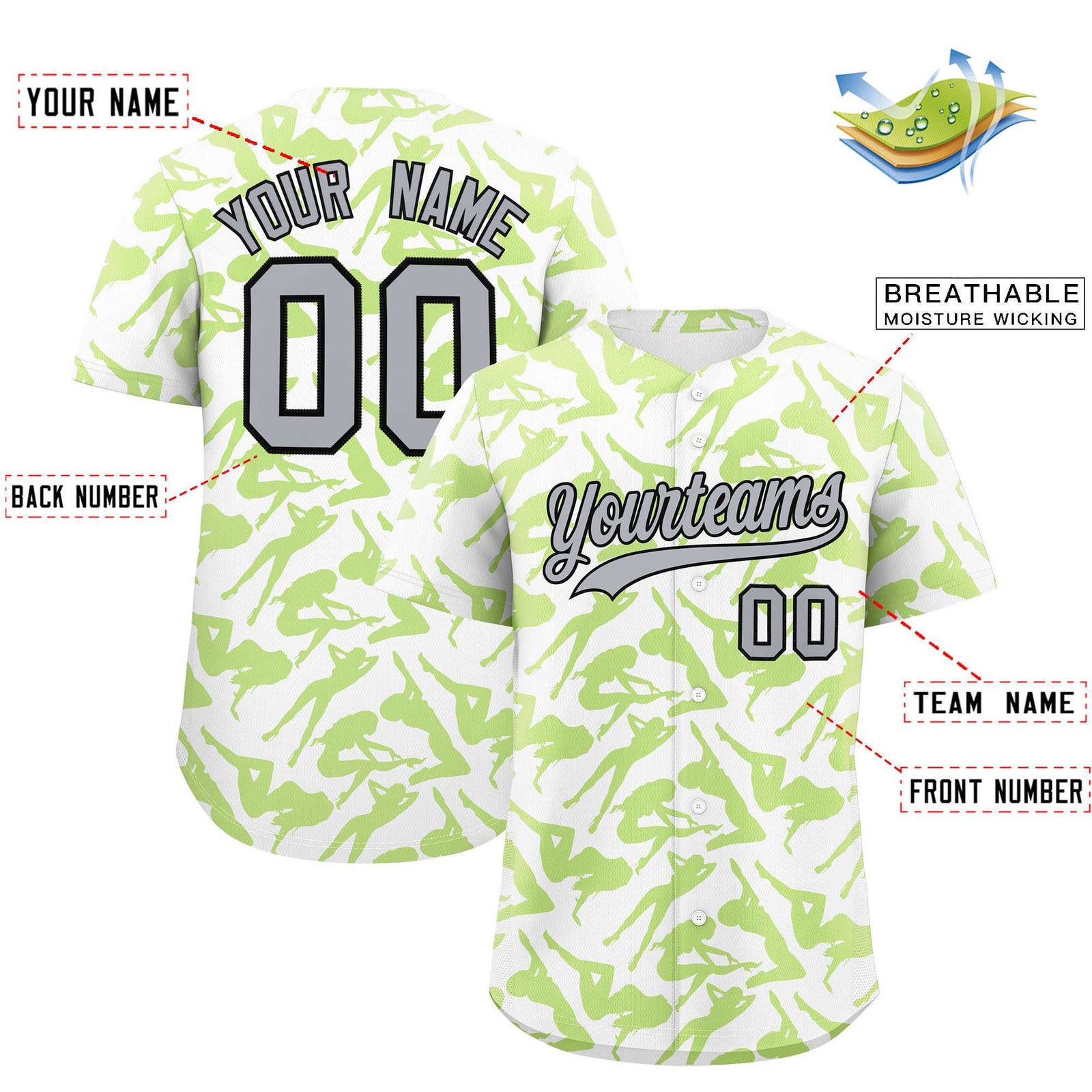 Custom White Neon Green Playboy Graffiti Pattern Authentic Baseball Jersey